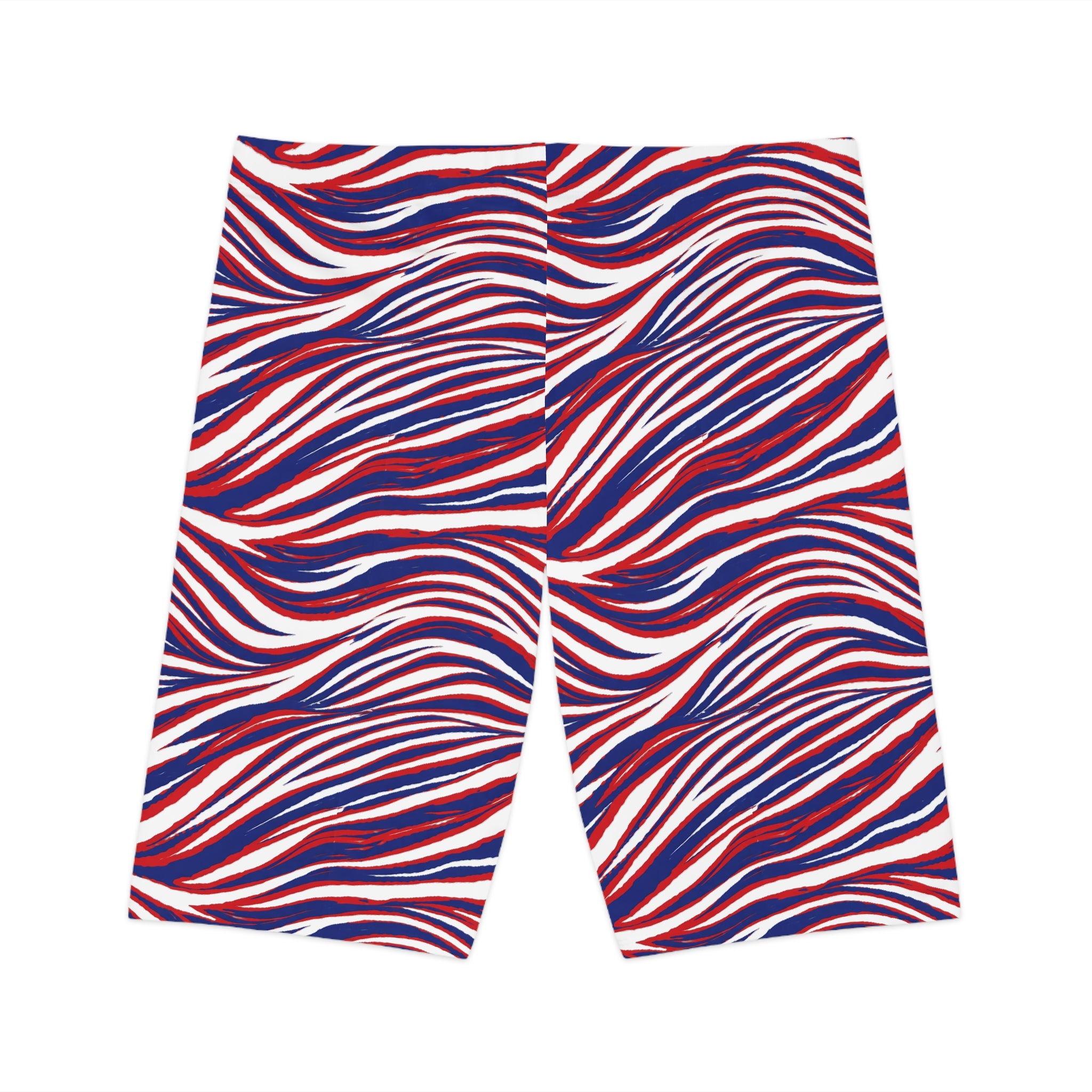 Red White Blue Wave Bike Shorts