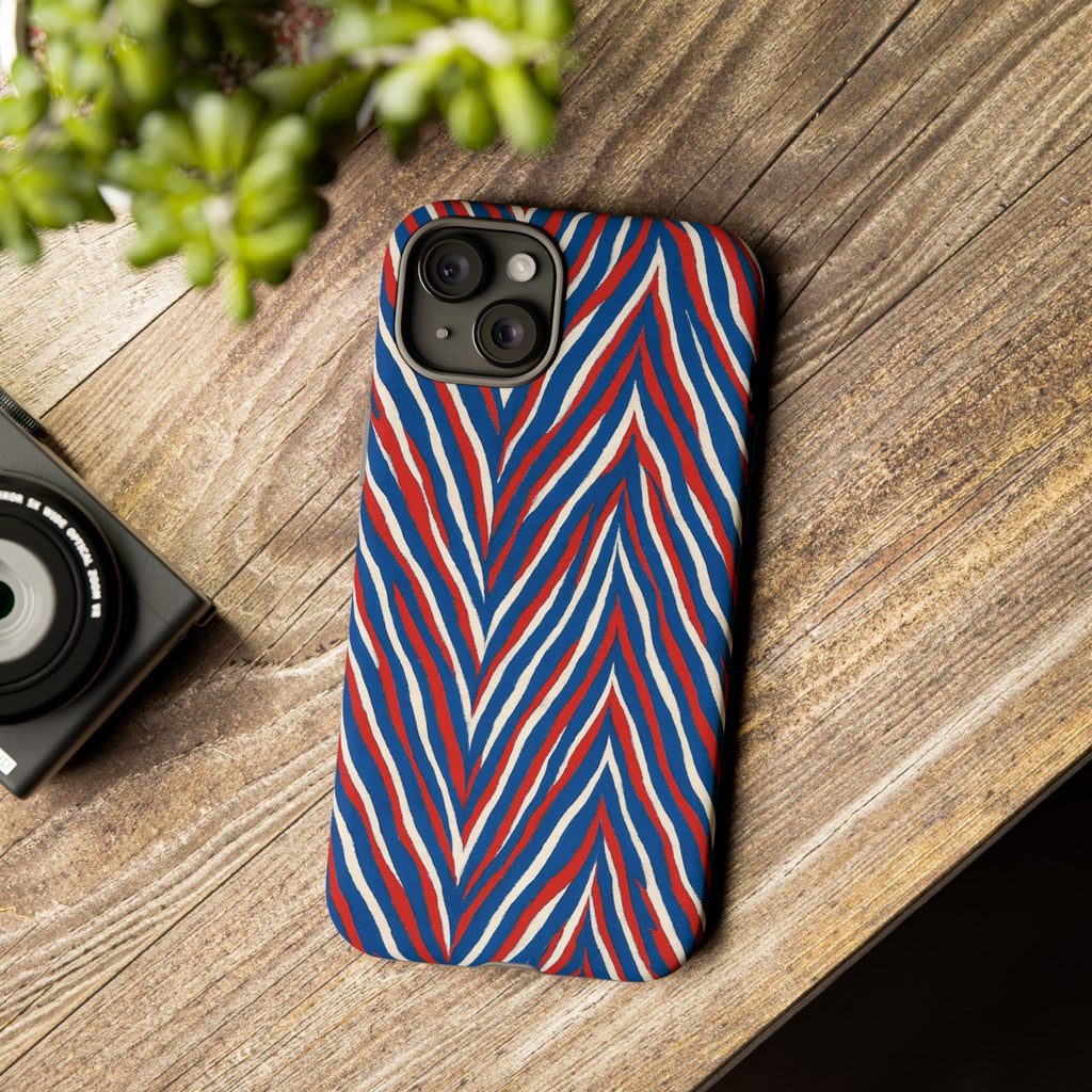 Red White Blue Zebra Stripe Tough Case | Patriotic Phone Cover