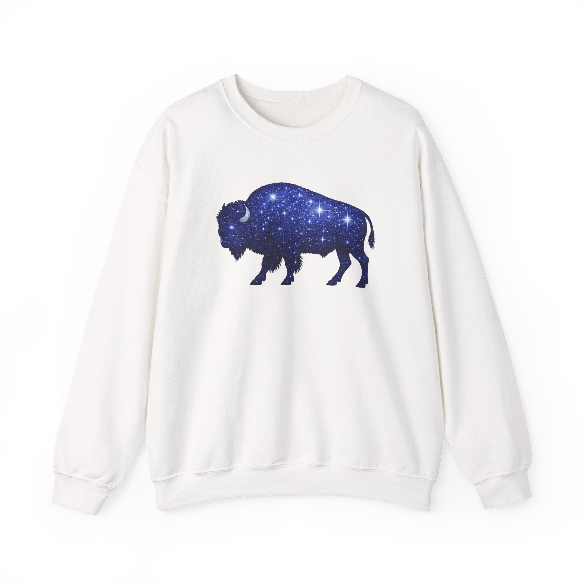Starry Buffalo Crewneck Sweatshirt | Galaxy Bison Silhouette