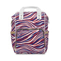 Buffalo Red White Blue Stripes Diaper Backpack | Patterned Baby Bag