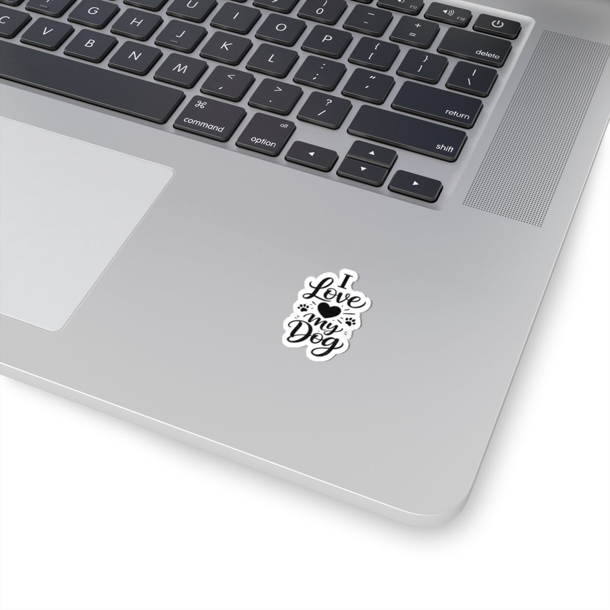 I Love My Dog Kiss-Cut Sticker | Paw Print Heart Decal