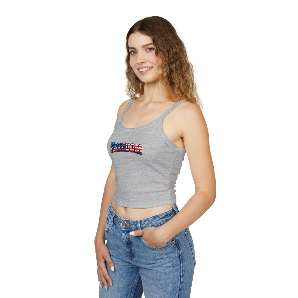 Freedom Flag Tank Top — Women's Patriotic Spaghetti Strap Crop
