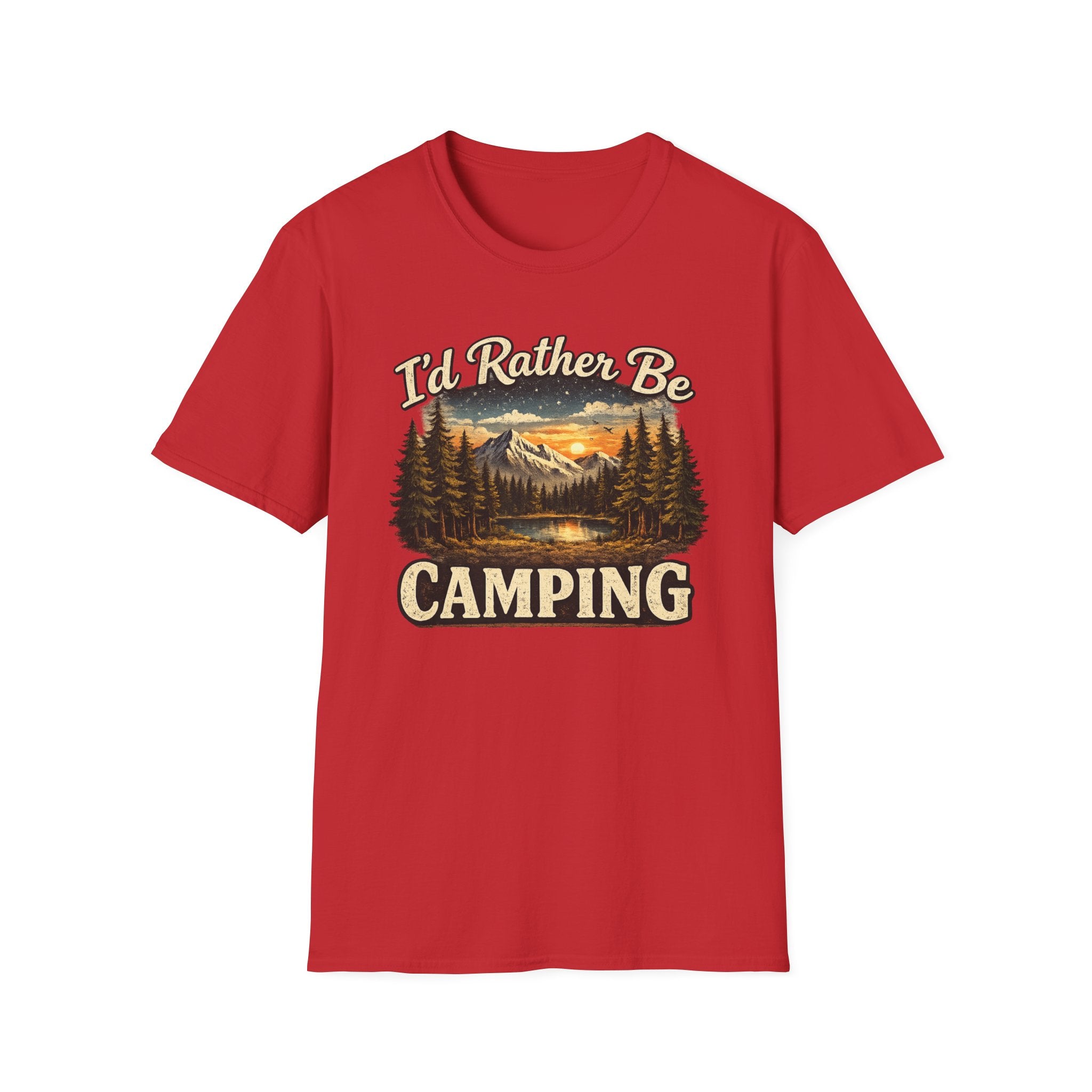 I'd Rather Be Camping T-Shirt | Mountain Forest Sunset Camping Shirt