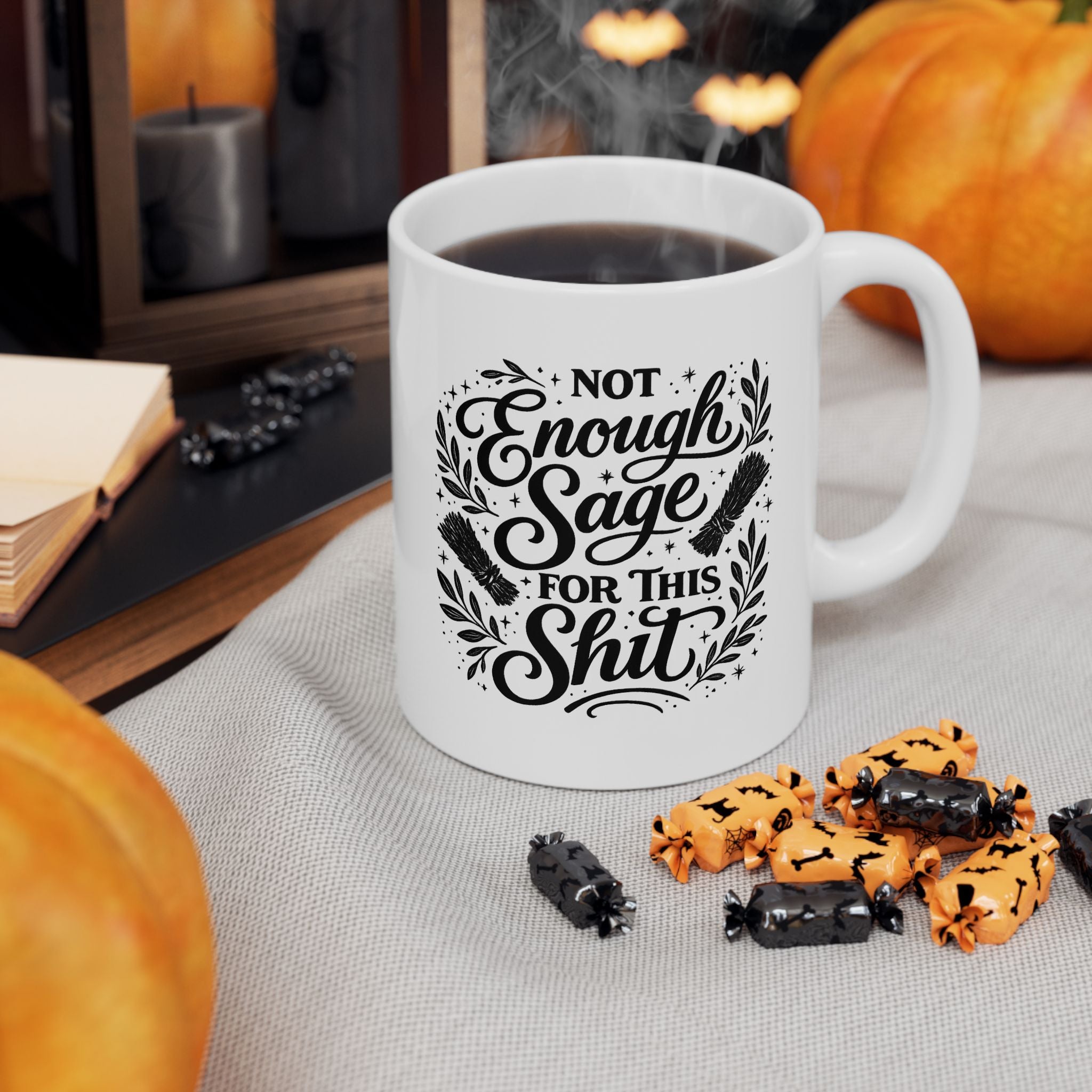 Inspirational Ceramic Mug — "Be Kind & Brave" Floral Typography (11oz, 15oz)
