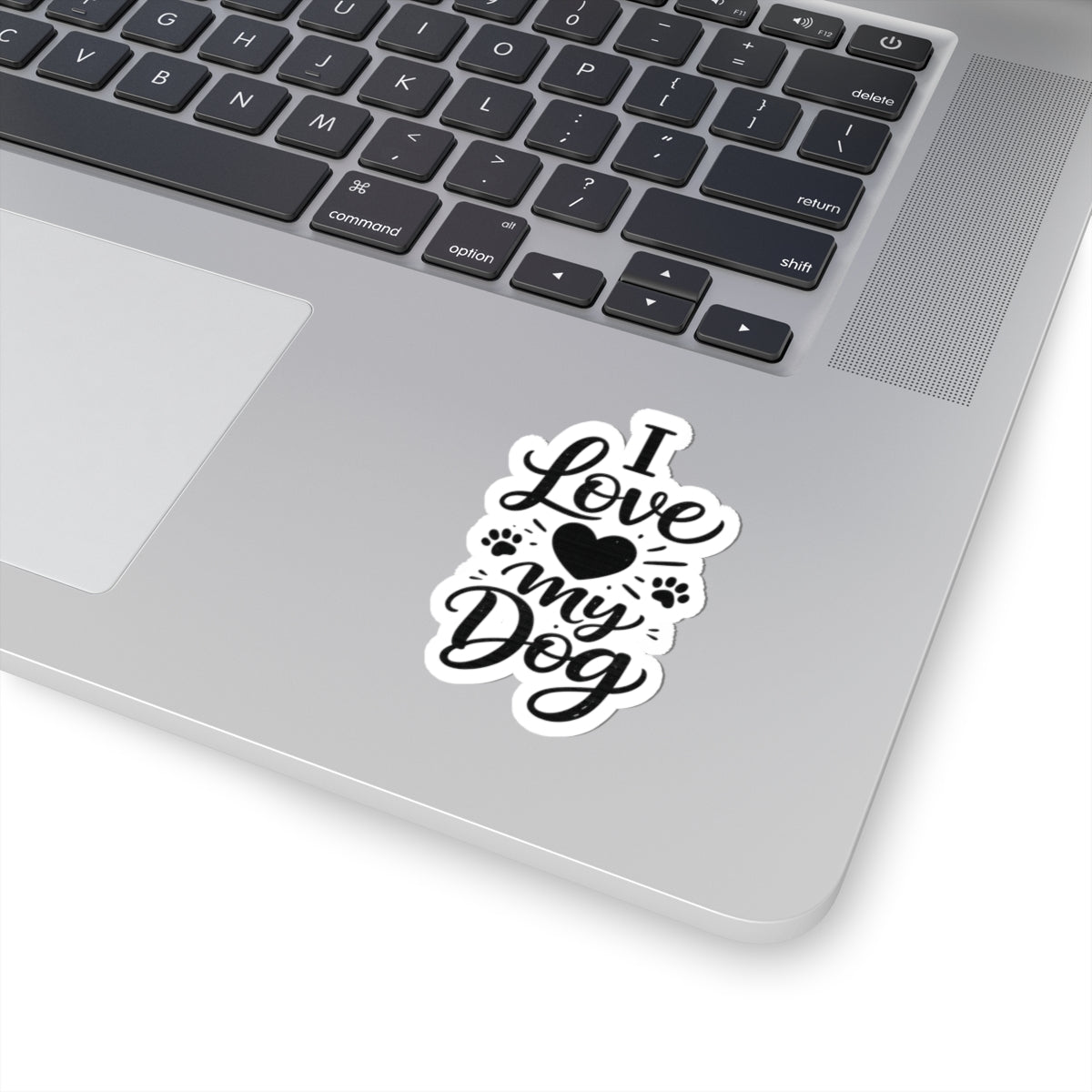 I Love My Dog Kiss-Cut Sticker | Paw Print Heart Decal