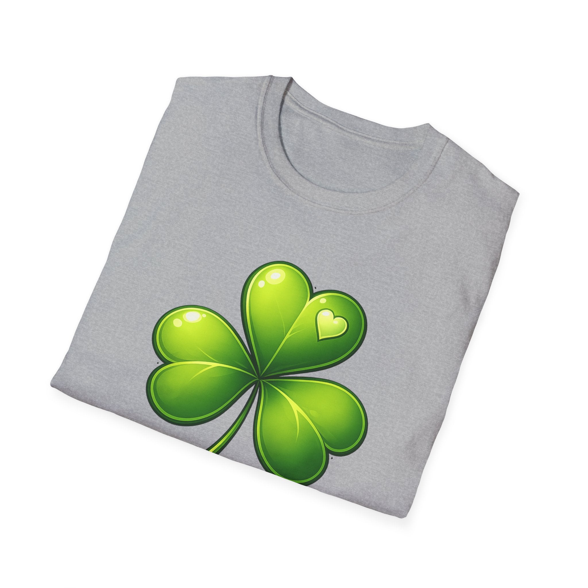 Green Shamrock with heart T-Shirt | Shamrock St. Patrick's Day Tee
