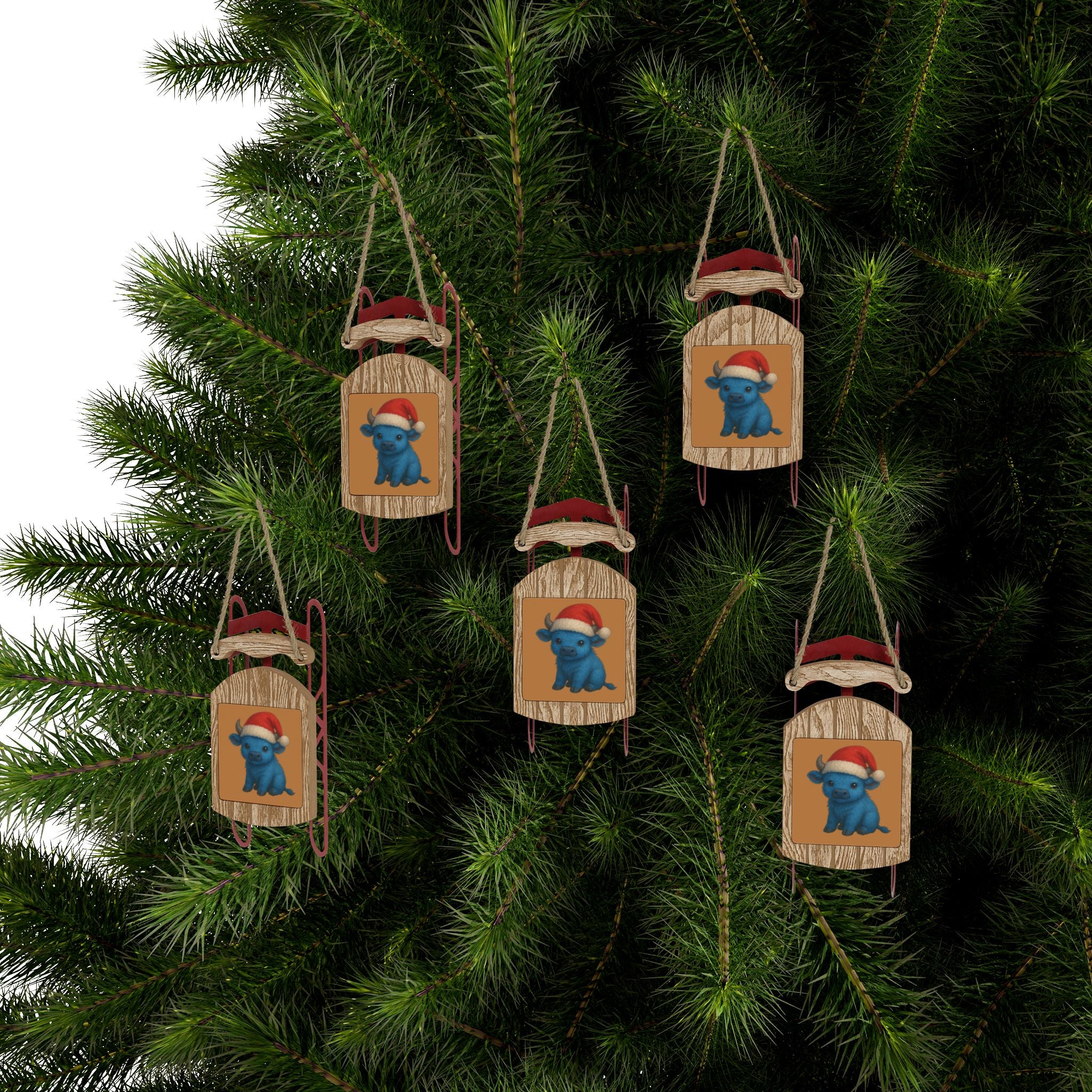 Baby Buffalo Sled Ornaments