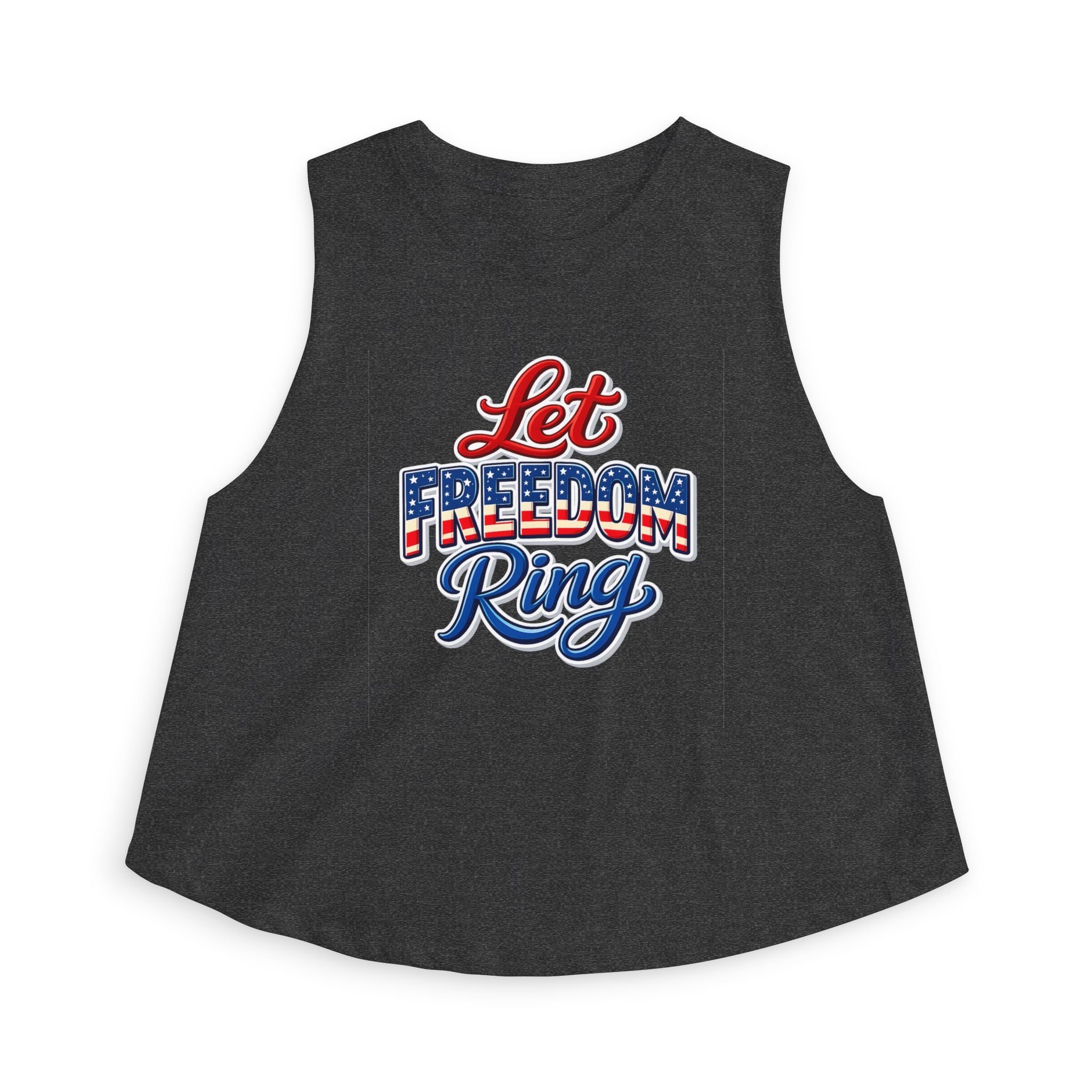 Let Freedom Ring Crop Top | Patriotic USA Flag Script Tank