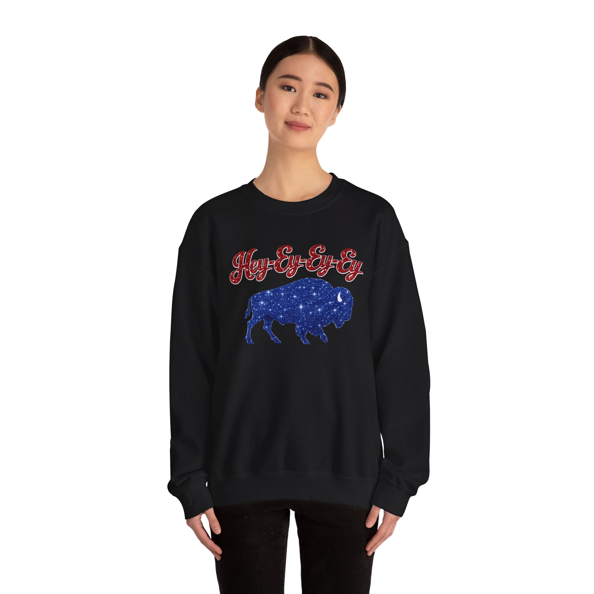 Hey-Ey-Ey Buffalo crewneck sweatshirt | Starry silhouette, rustic buffalo