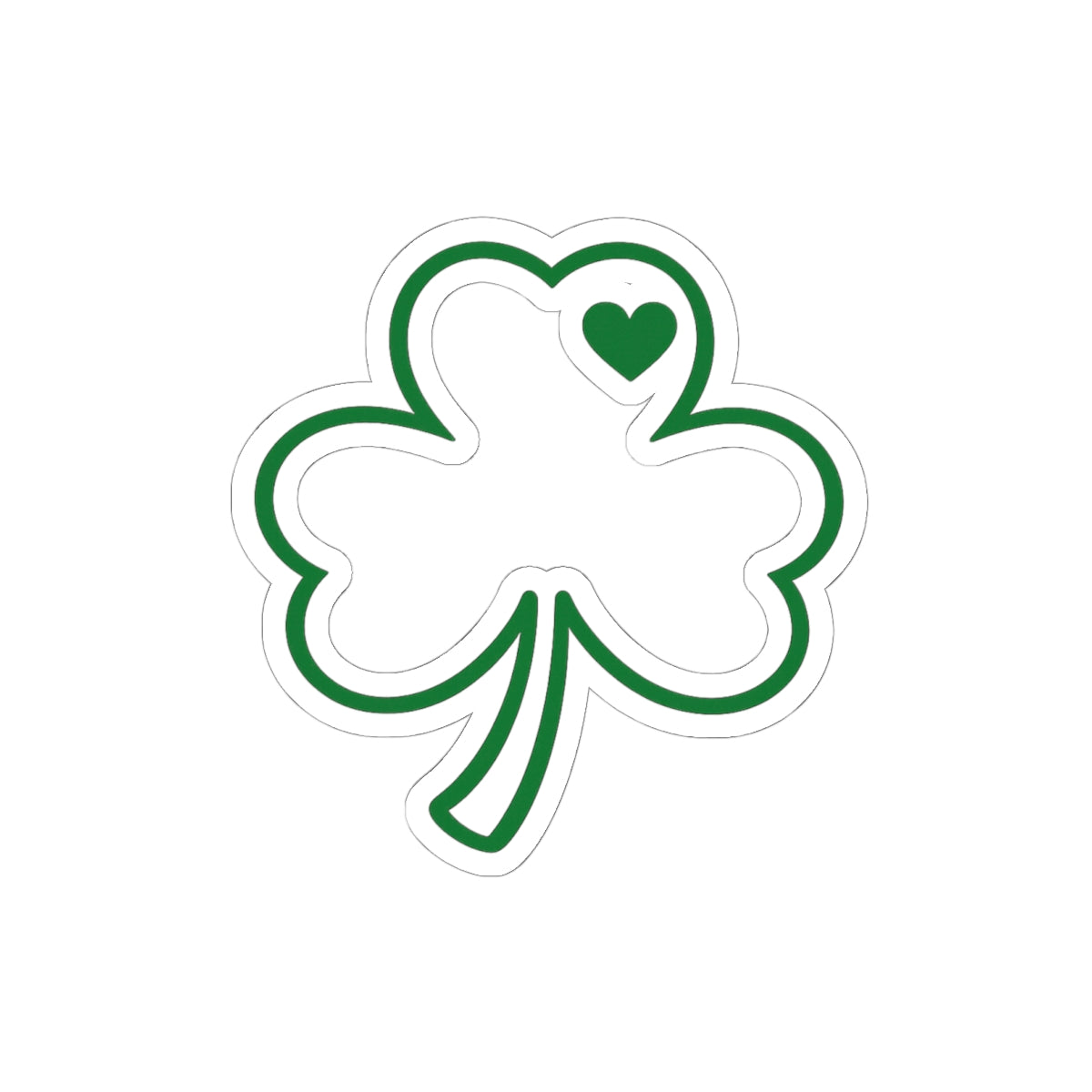 Green Shamrock Heart Sticker | Kiss-Cut Sticker