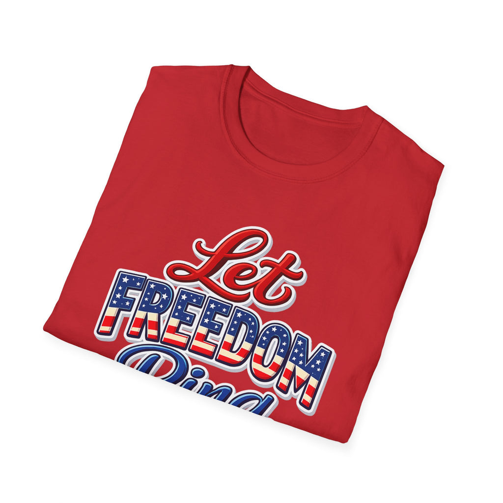 Let Freedom Ring T-Shirt | Patriotic USA Flag Typography