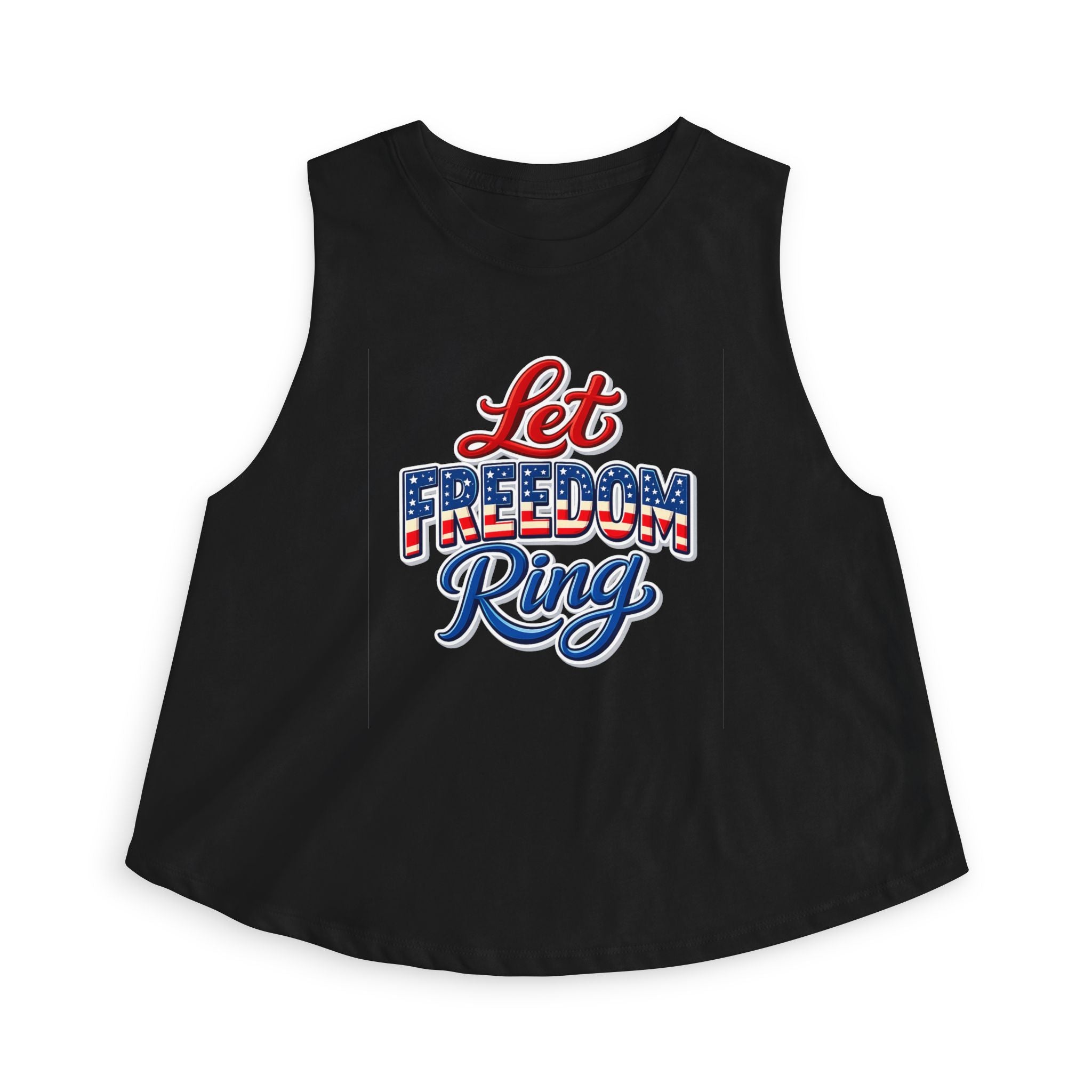 Let Freedom Ring Crop Top | Patriotic USA Flag Script Tank