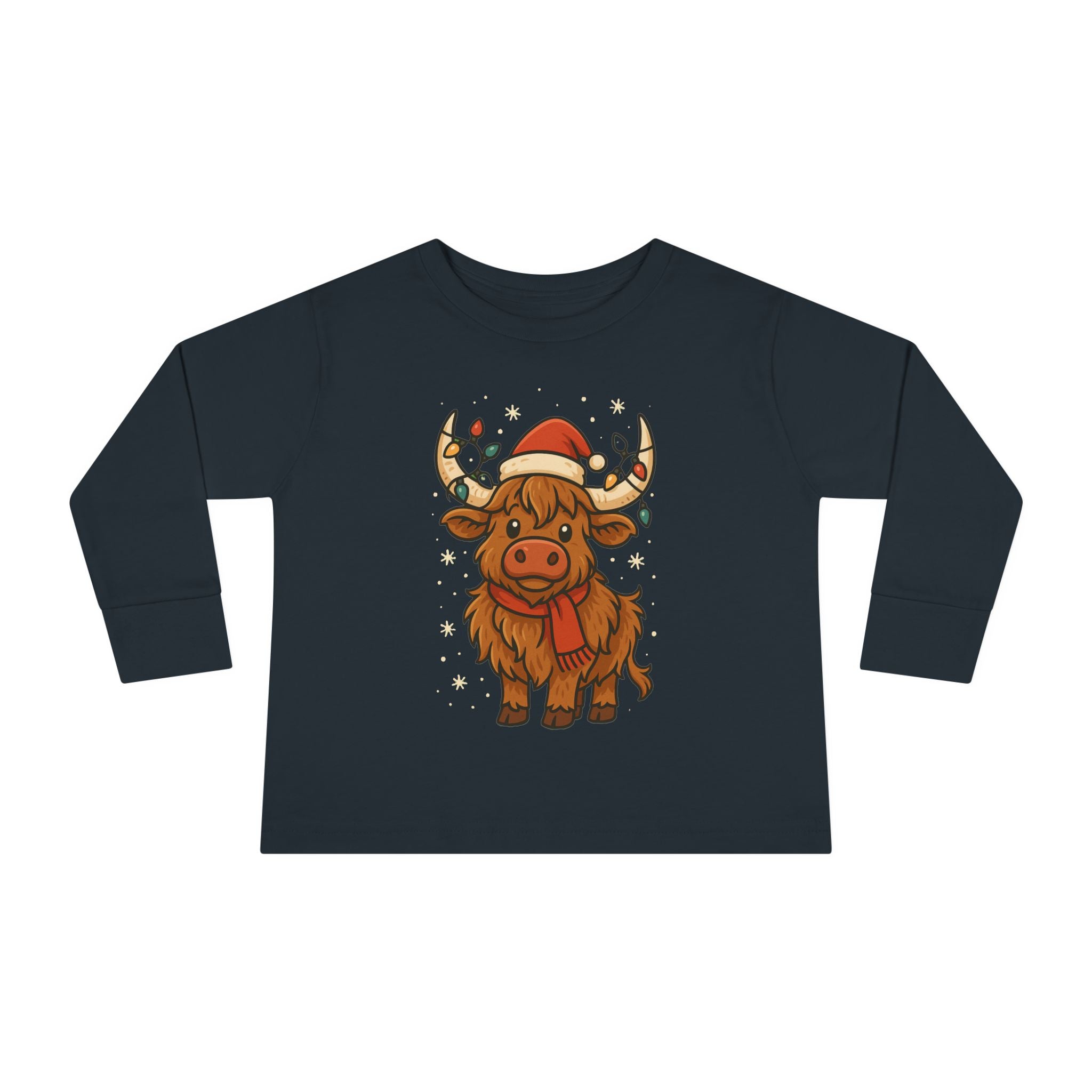 Highland Cow in Santa Hat Toddler Tee | Christmas