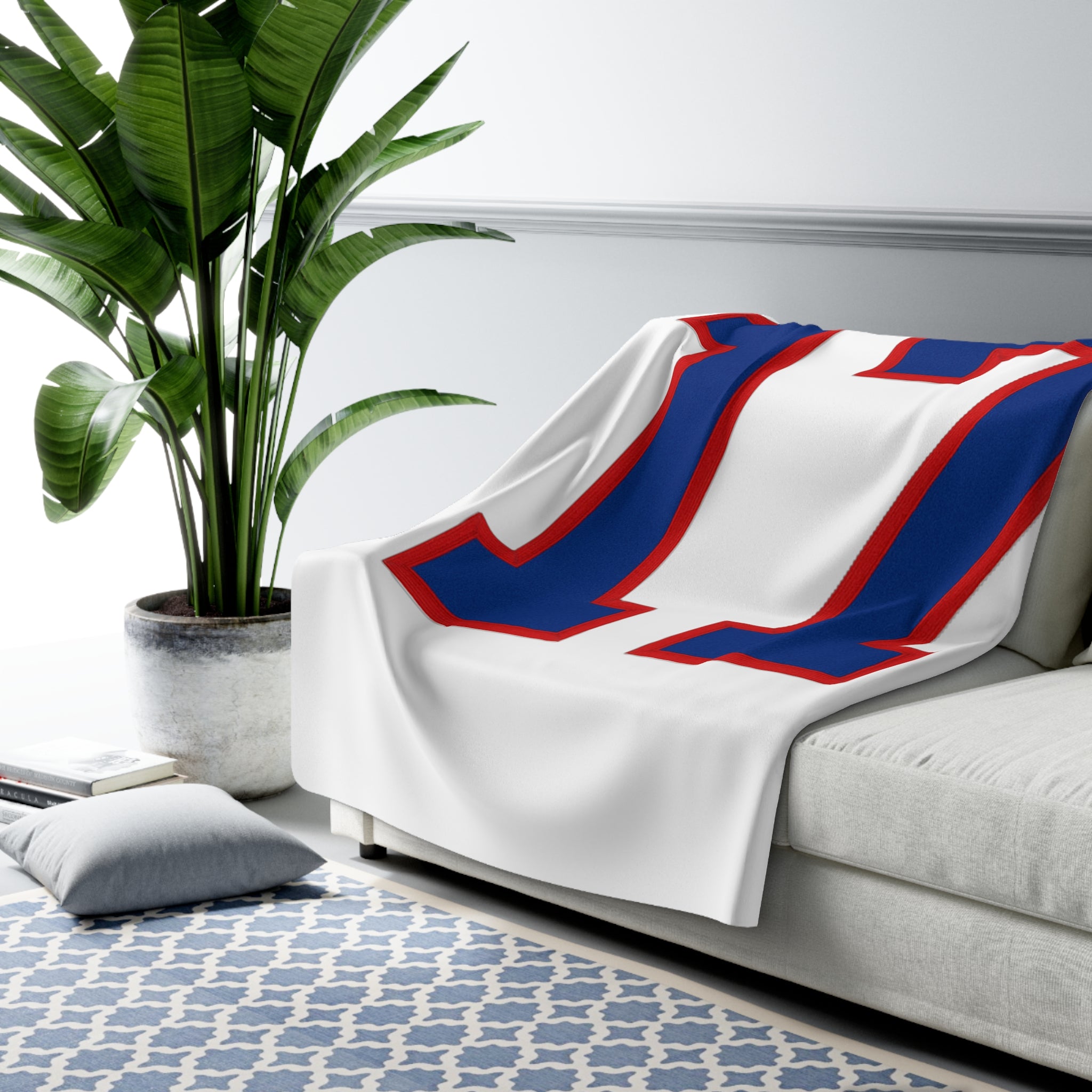 17 Sherpa Fleece Blanket | Blue Red Athletic Jersey Style