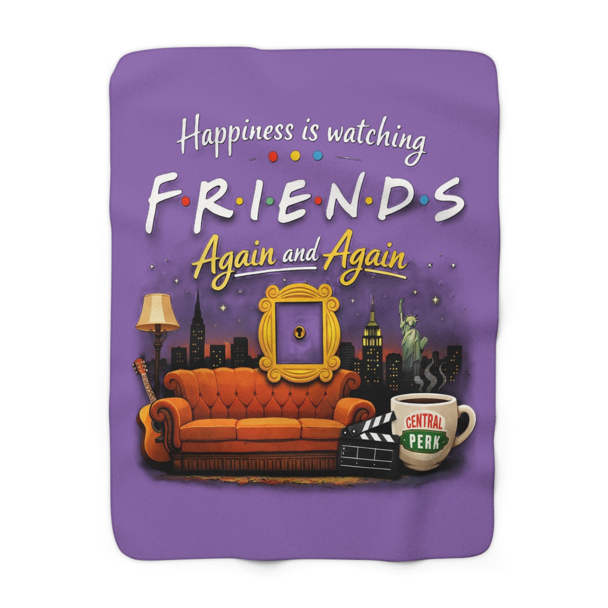 Friends TV Show Couch Sherpa Fleece Blanket | Central Perk