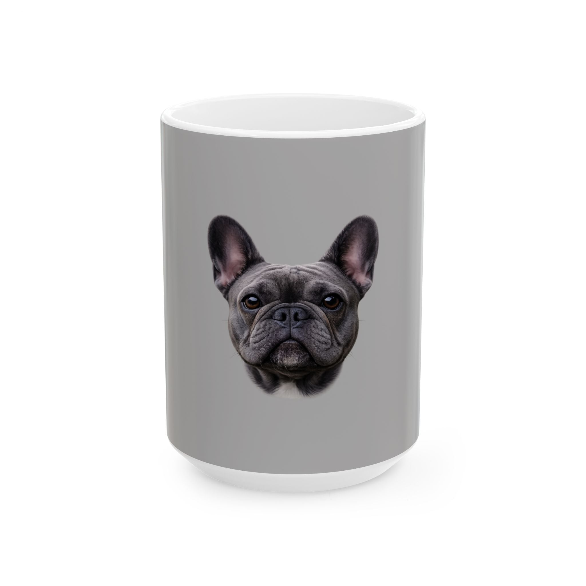 French Bulldog Face Mug | Grey Ceramic Coffee Cup