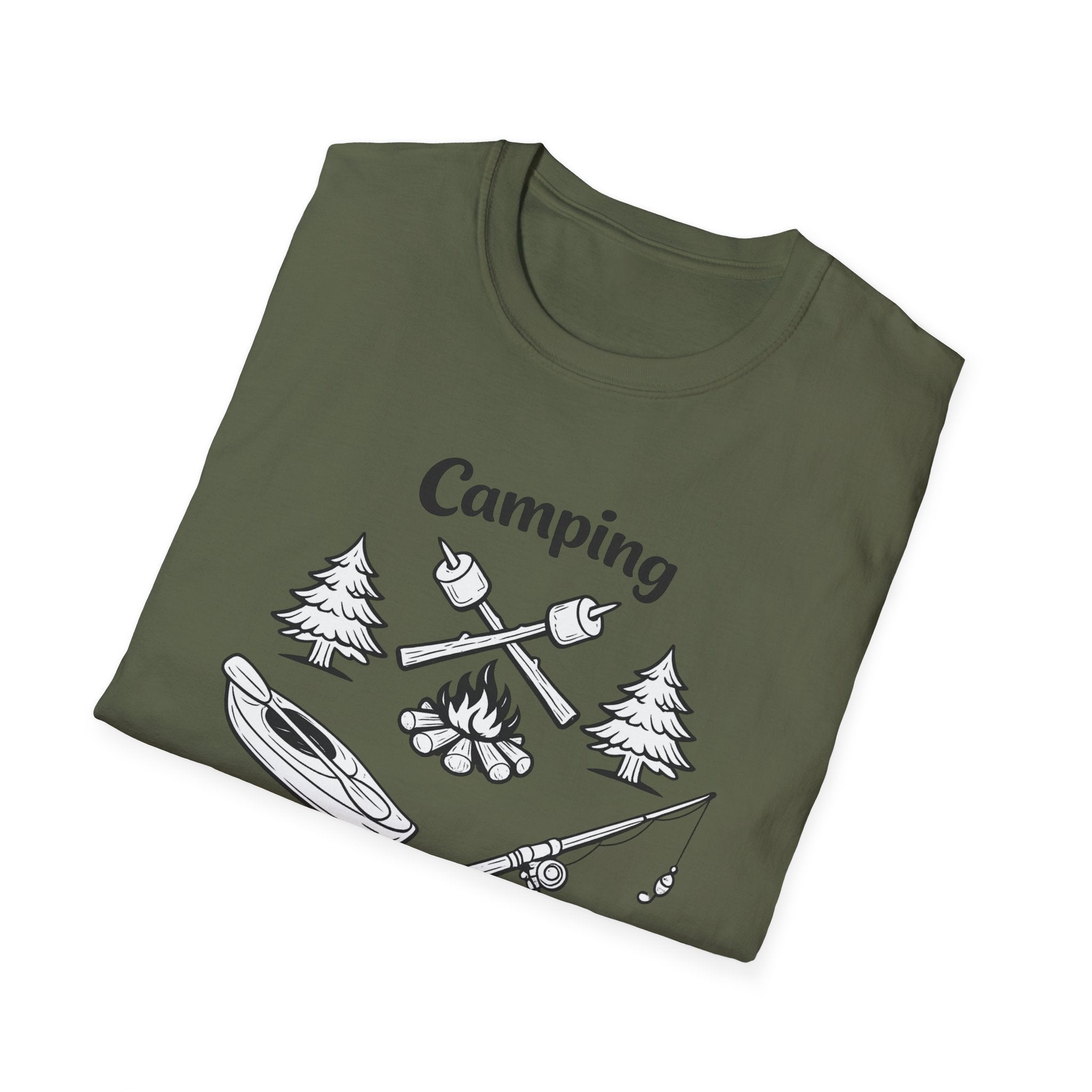 Camping Crew T-Shirt | Camping Icons, Kayak, Campfire, Fishing
