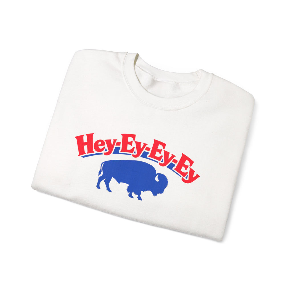 Hey-Ey-Ey-Ey Buffalo Crewneck Sweatshirt | Retro Buffalo Graphic