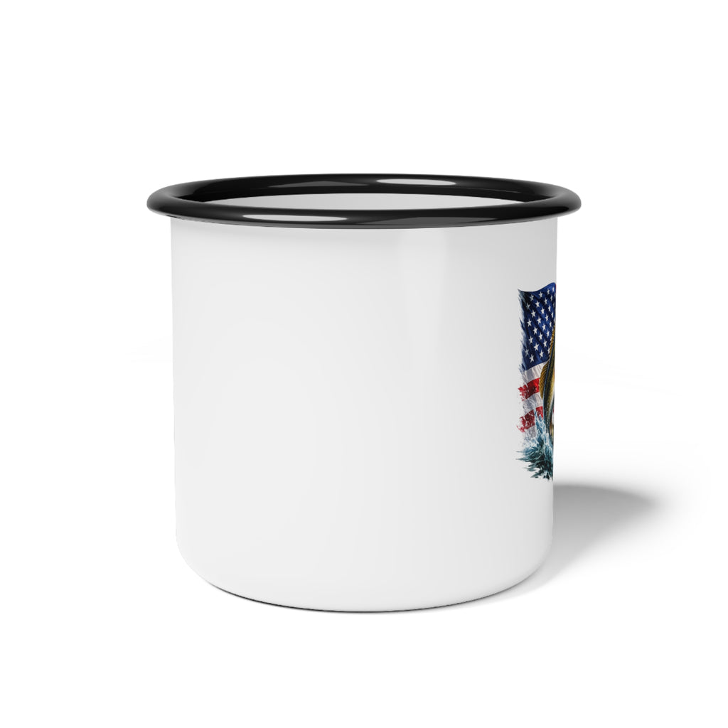 American Flag Camper Enamel Camp Cup – Patriotic Outdoor Coffee Mug