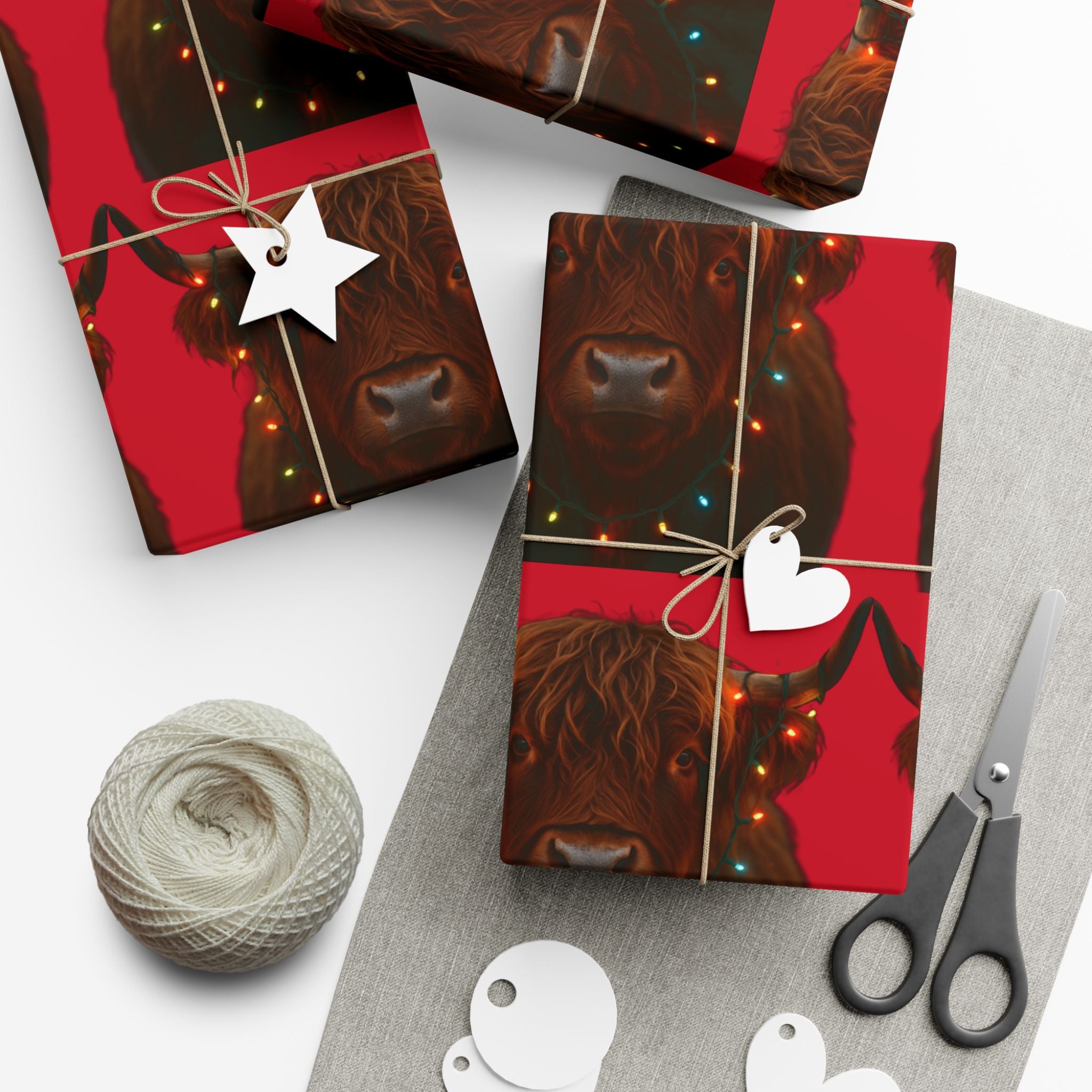 Highland Cow Pattern Gift Wrap Paper | Christmas Cow Wrapping Paper