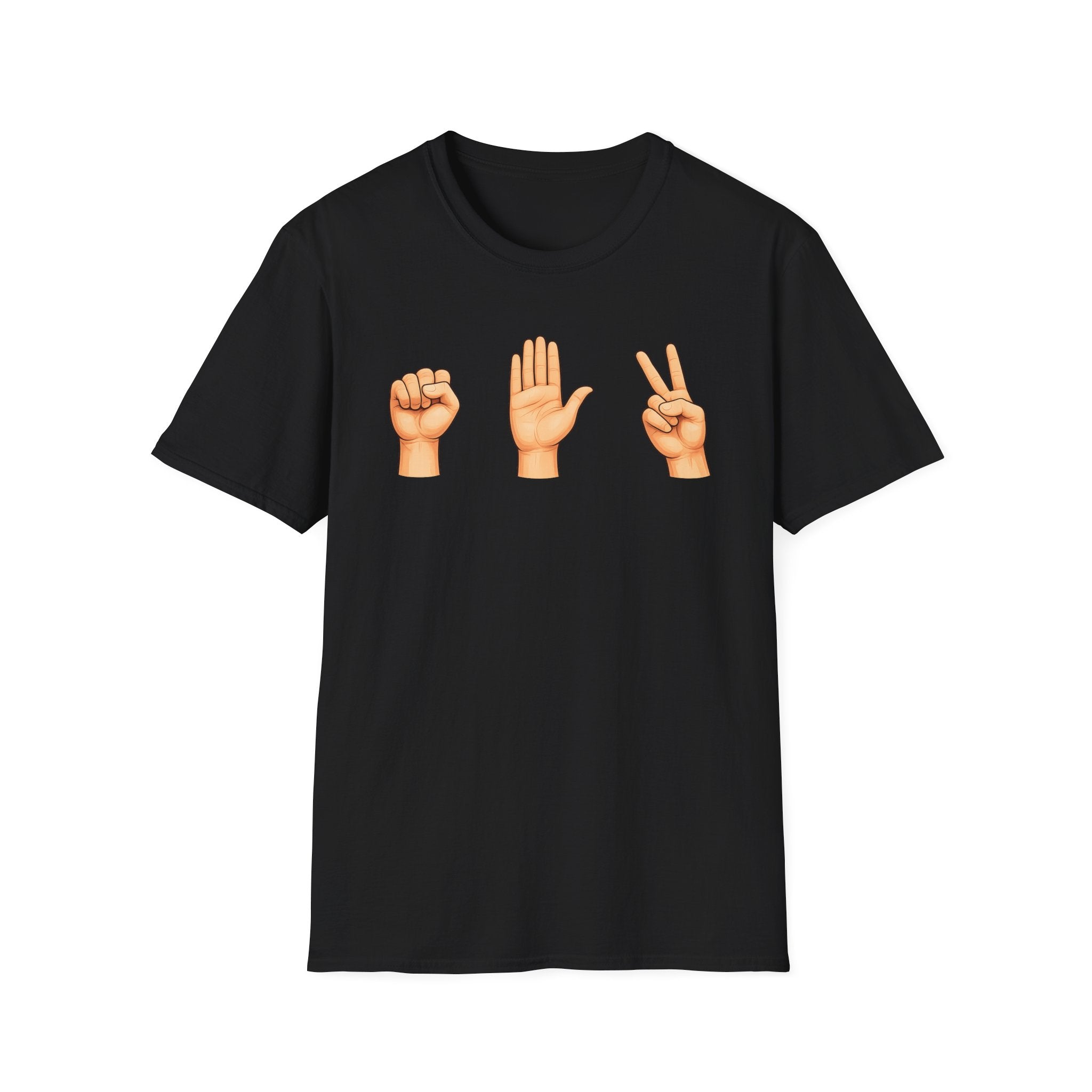 Rock Paper Scissors T-Shirt | Hand Emoji Design, Casual Tee