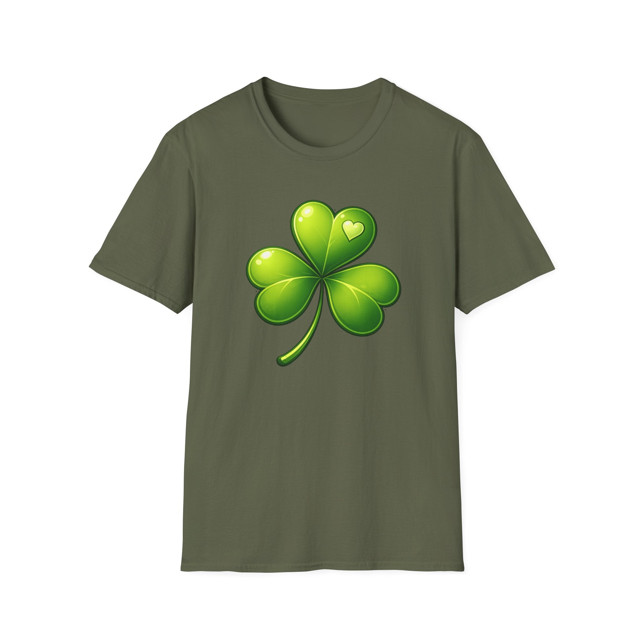 Green Shamrock with heart T-Shirt | Shamrock St. Patrick's Day Tee