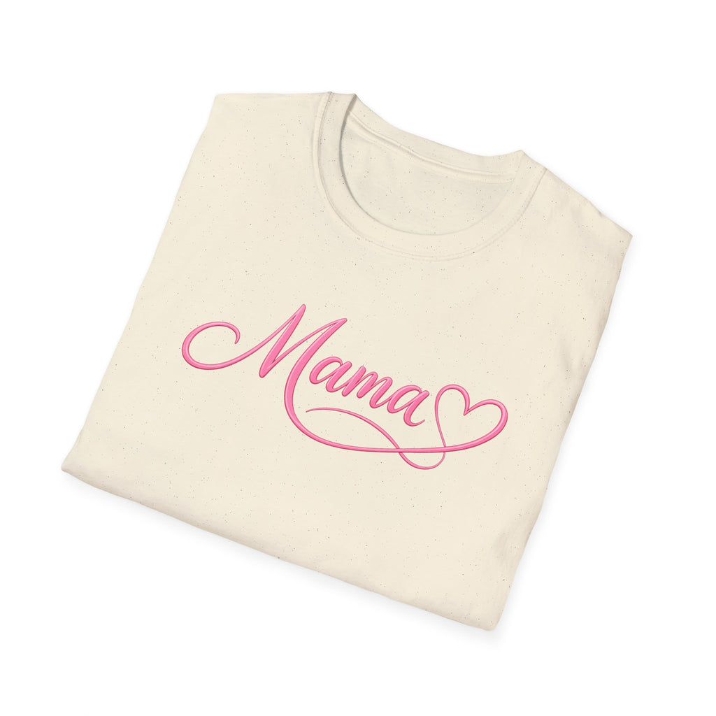 Mama Heart T-Shirt — Pink Script "Mama" Mother's Day Tee