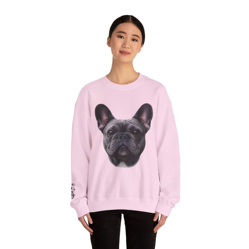 Black French Bulldog Face Sweatshirt | Frenchie Portrait Crewneck