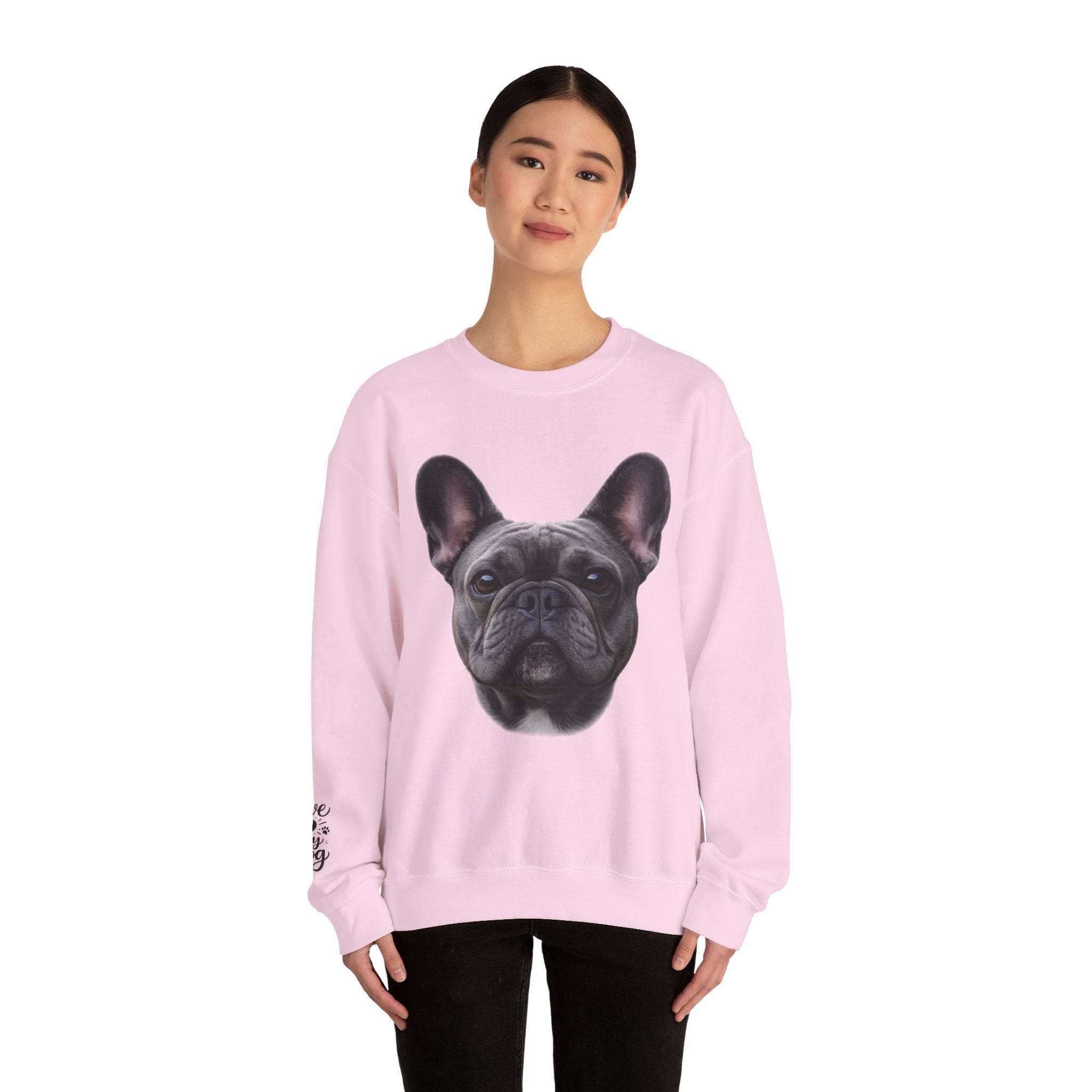 Black French Bulldog Face Sweatshirt | Frenchie Portrait Crewneck