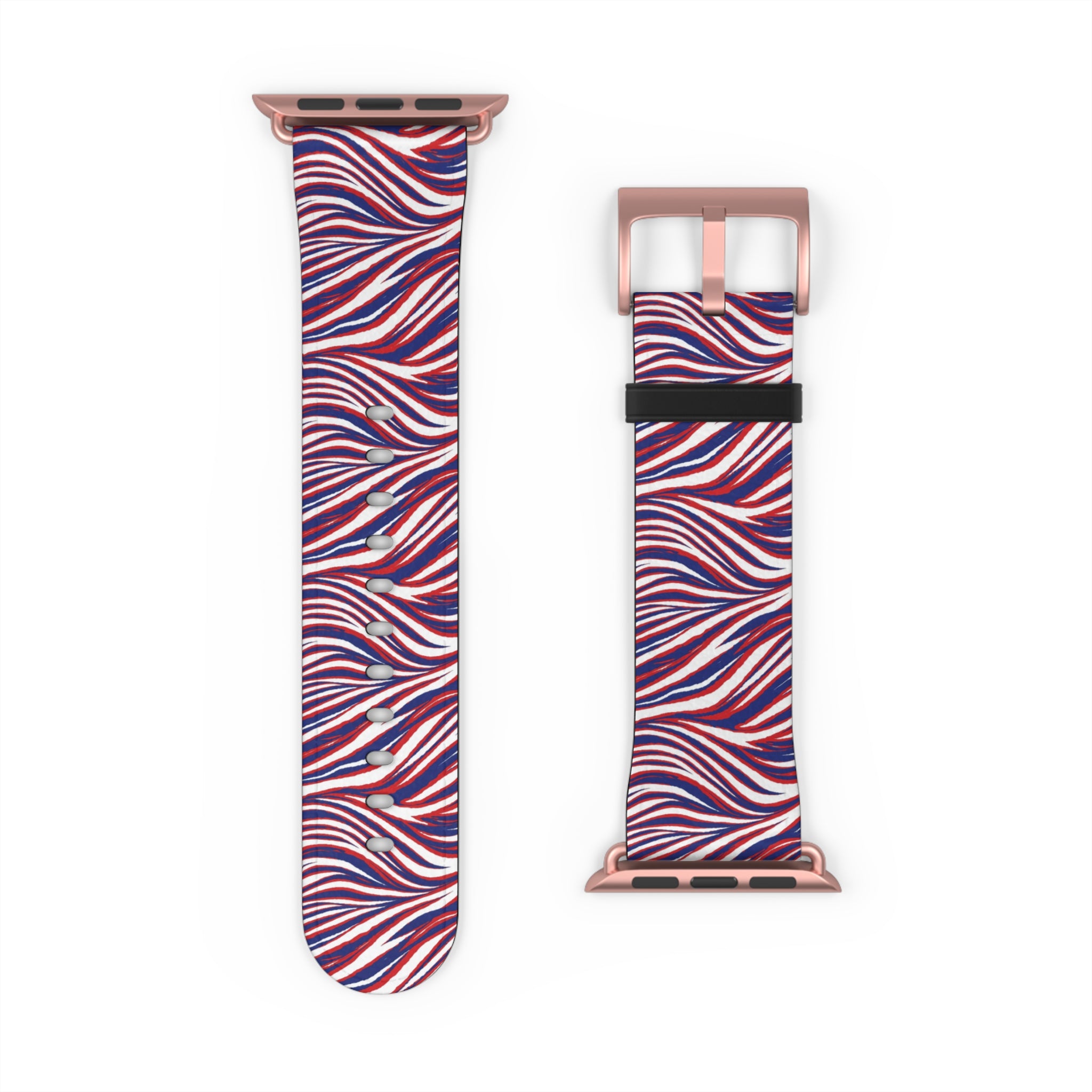 Wavy Red White Blue Pattern Watch Band — Abstract Striped Apple Watch Strap