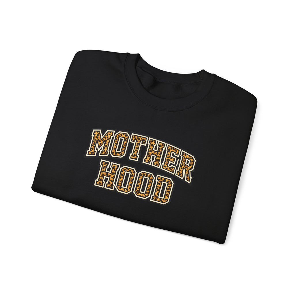 Motherhood Crewneck Sweatshirt — Leopard Print "MOTHERHOOD" Graphic
