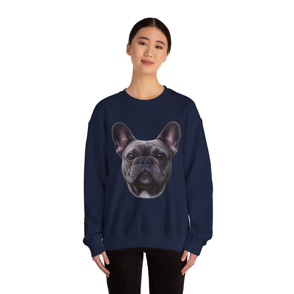 Black French Bulldog Face Sweatshirt | Frenchie Portrait Crewneck