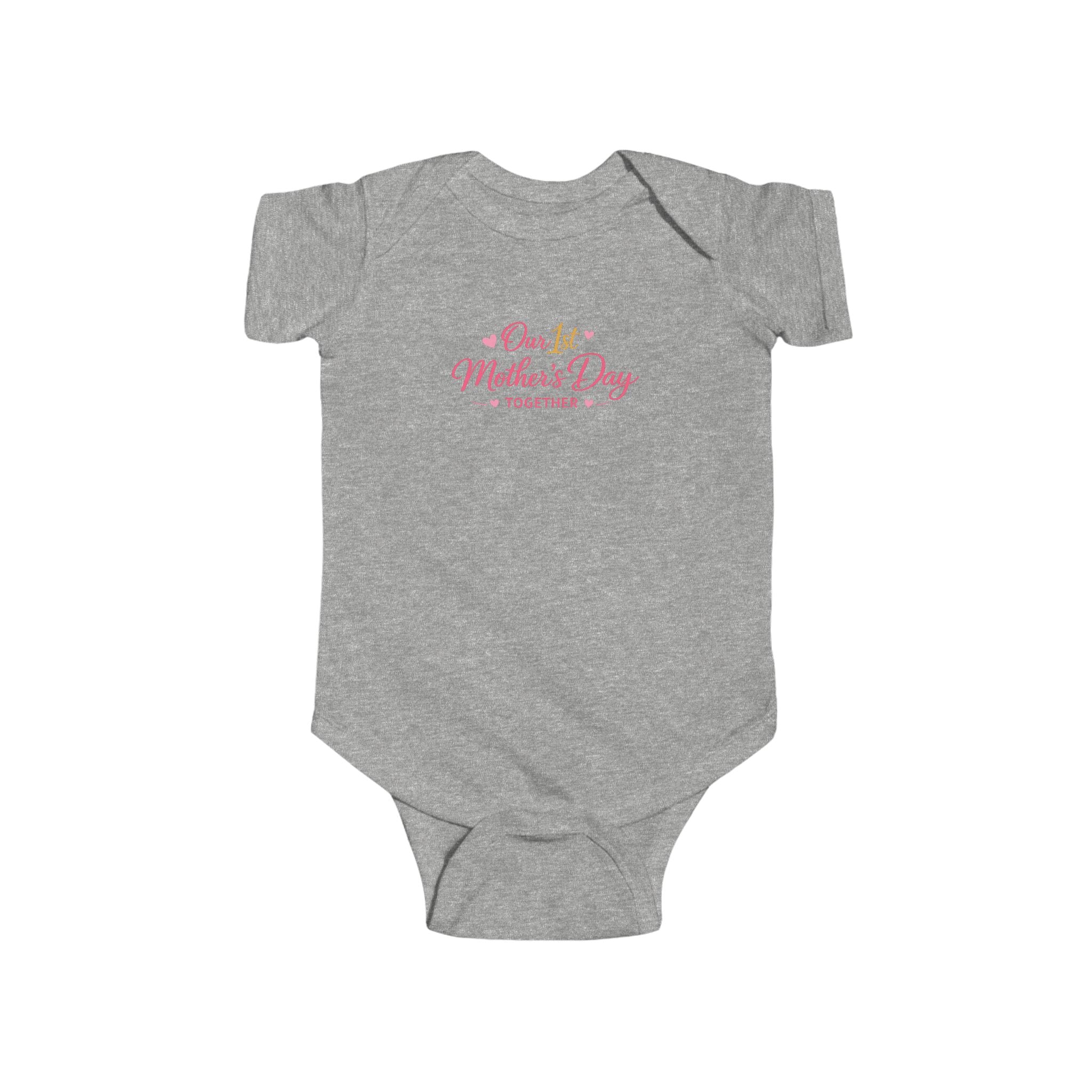 Infant Bodysuit — 'Our 1st Mother’s Day' Cute Baby Onesie (Pink Floral)