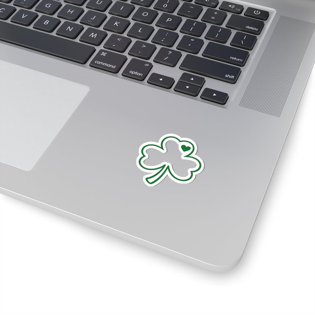 Green Shamrock Heart Sticker | Kiss-Cut Sticker