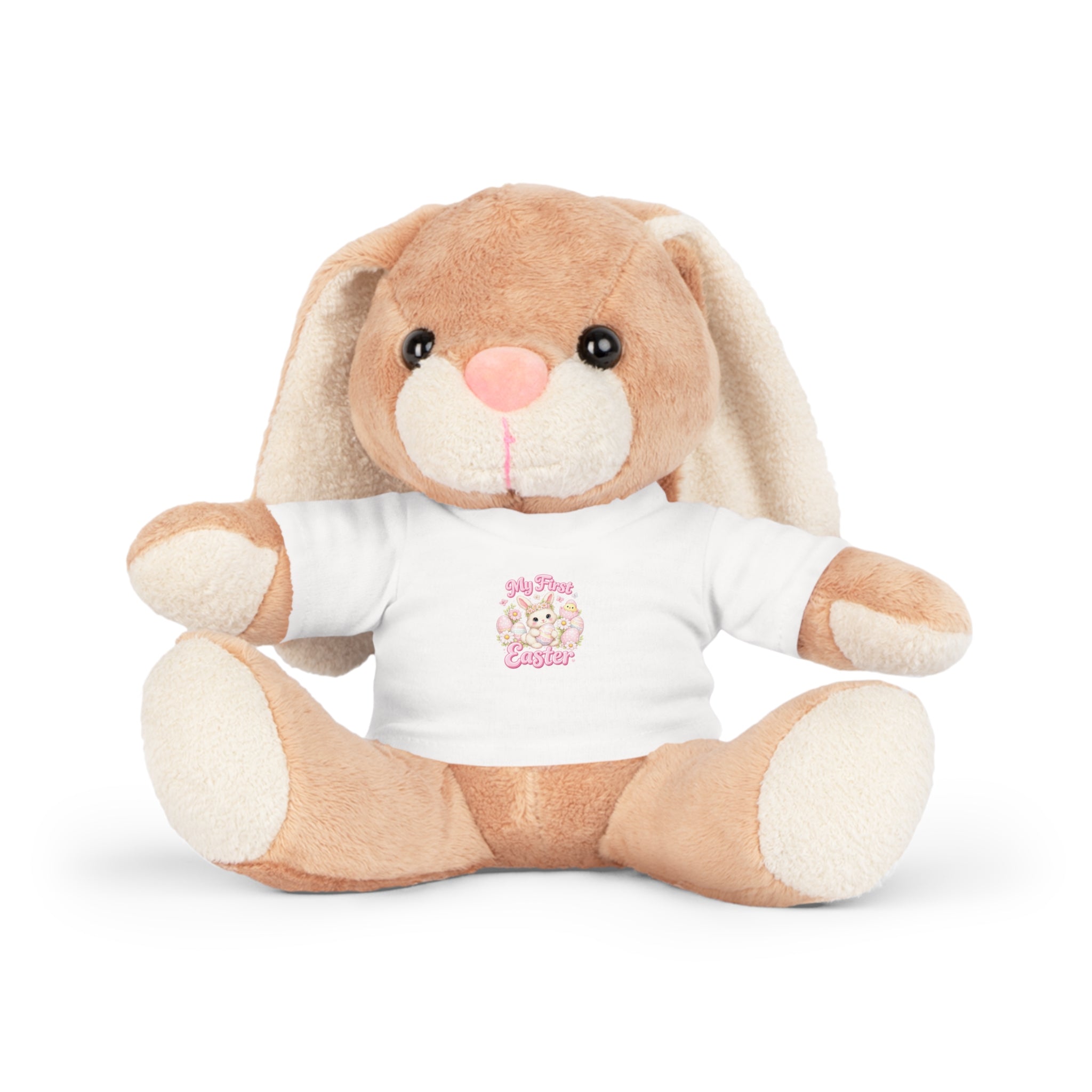 Plush Bunny with T‑Shirt — Cute Floral 'My First Easter' Stuffed Animal