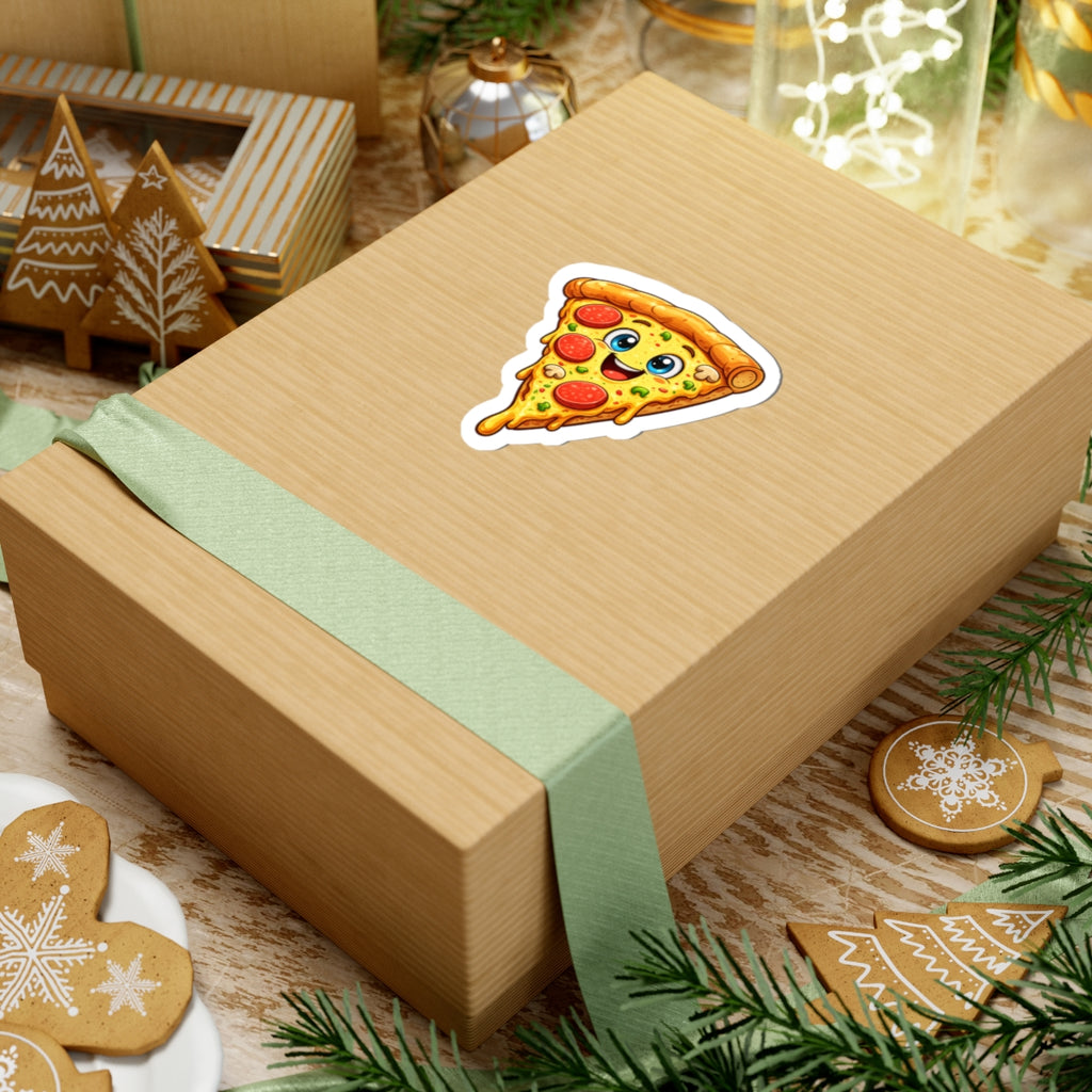 Smiling Pepperoni Pizza Sticker Kiss-Cut | Cute Food Vinyl