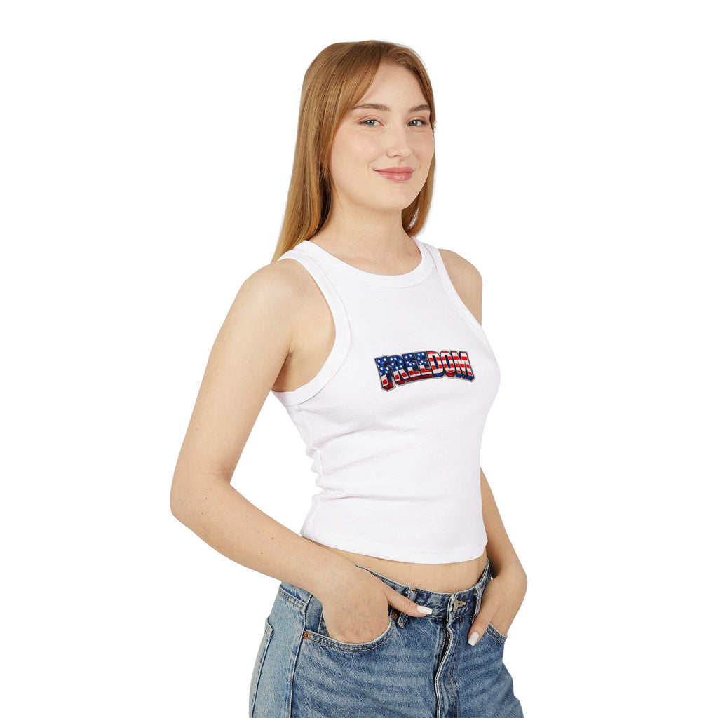 Freedom Graphic Racer Tank — Patriotic USA Flag Design