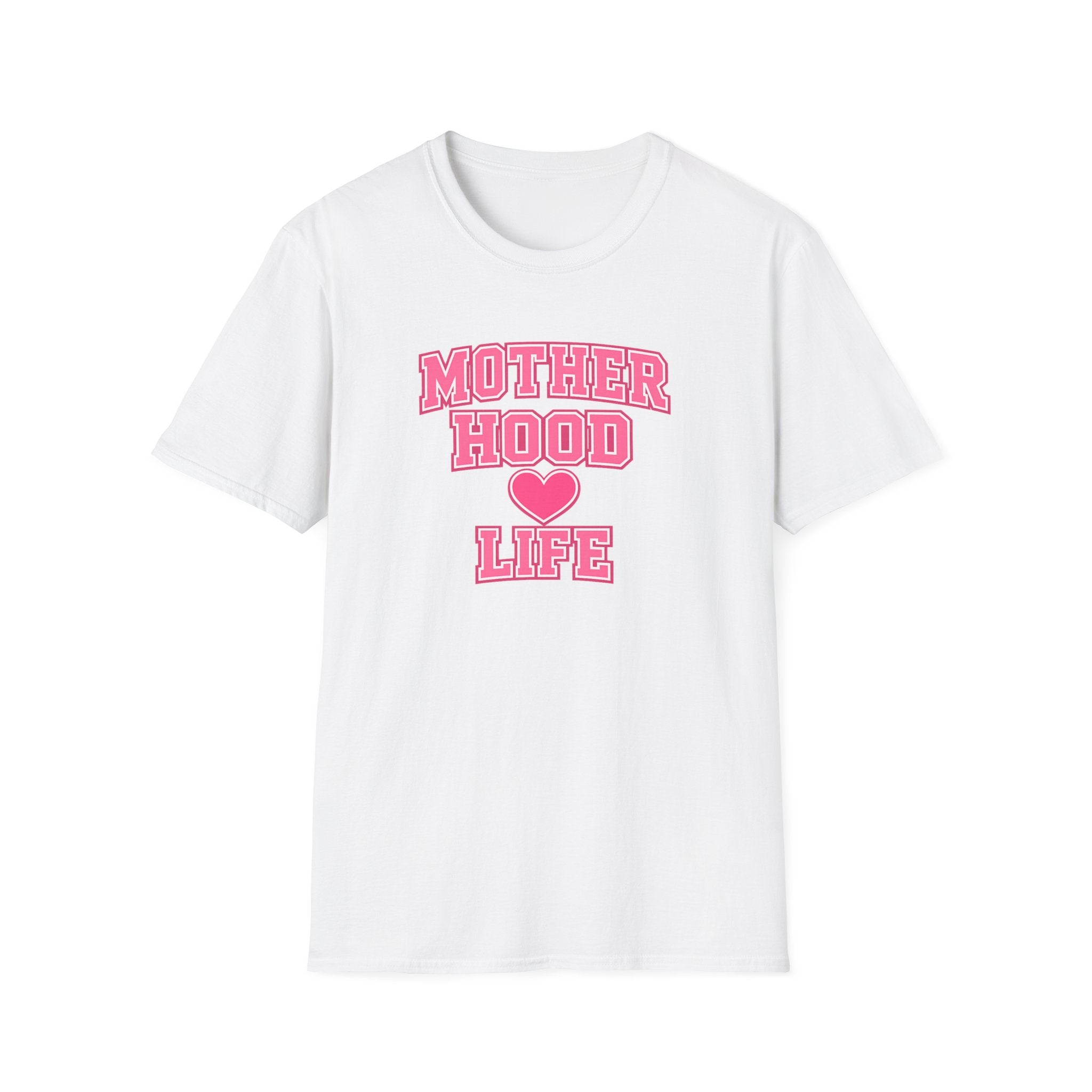 Motherhood Life T-Shirt — Pink Heart Graphic Mom Tee