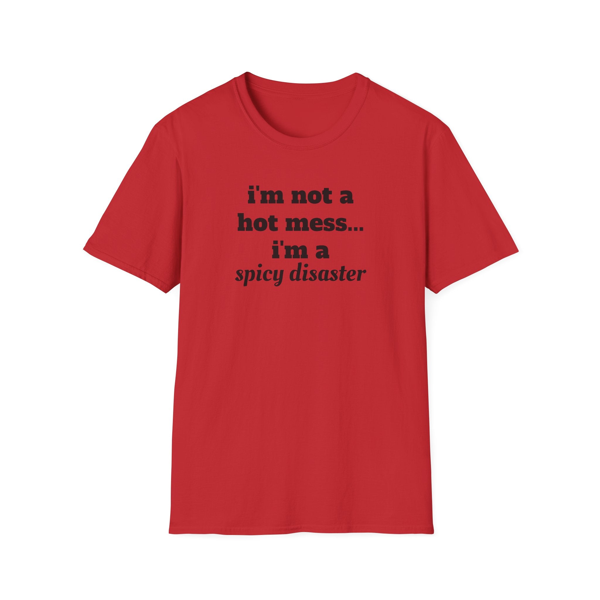 i'm not a hot mess i'm a spicy disaster funny T-Shirt | Funny Text Tee