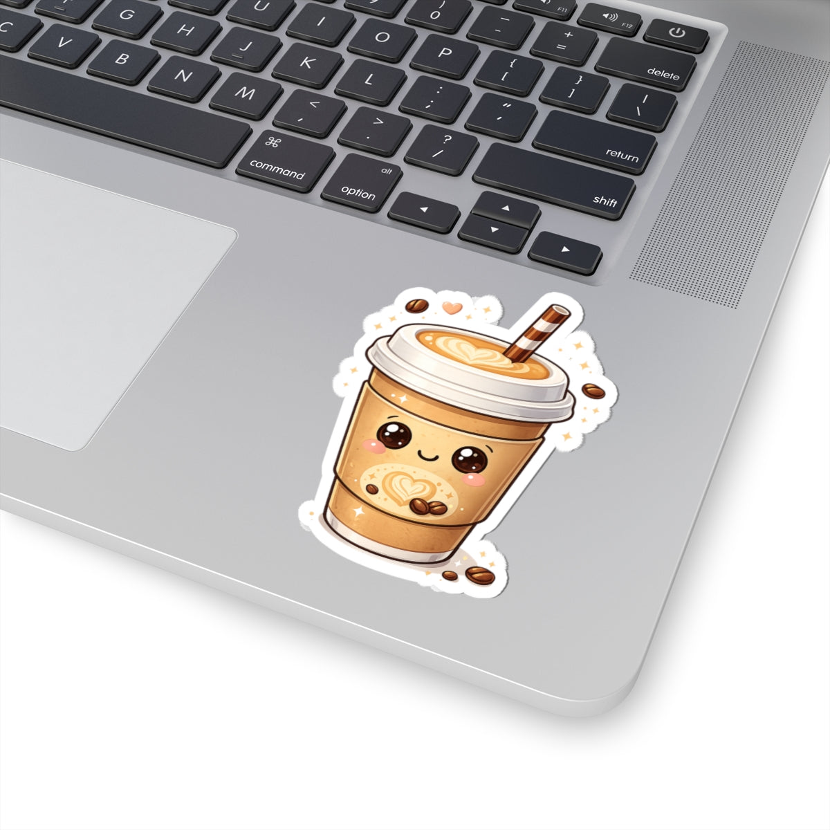 Cute Coffee Cup Sticker | Kiss-Cut Sticker, Latte Art Vinyl