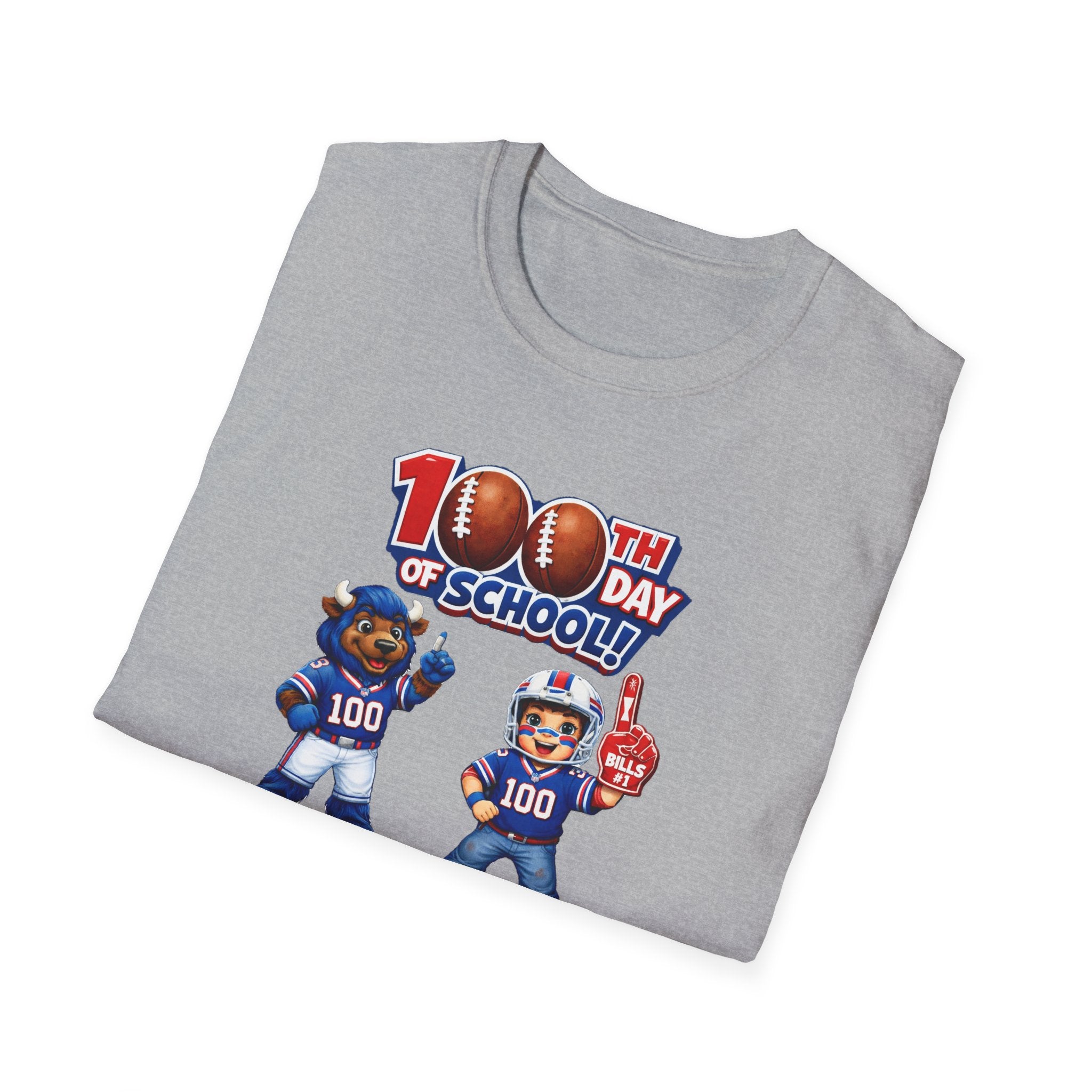 Buffalo 100th Day of School Football Mascot T-Shirt | School Celebration Tee