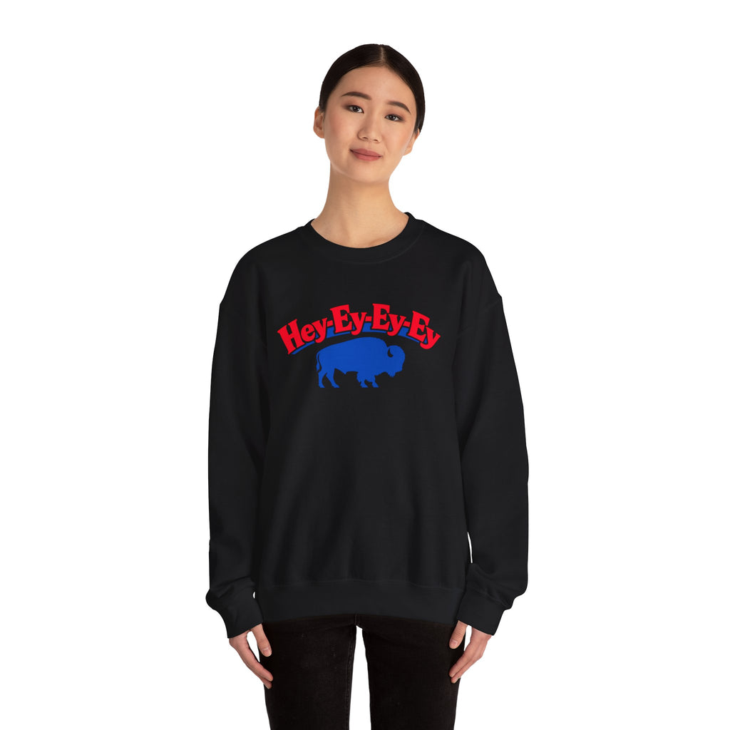 Hey-Ey-Ey-Ey Buffalo Crewneck Sweatshirt | Retro Buffalo Graphic