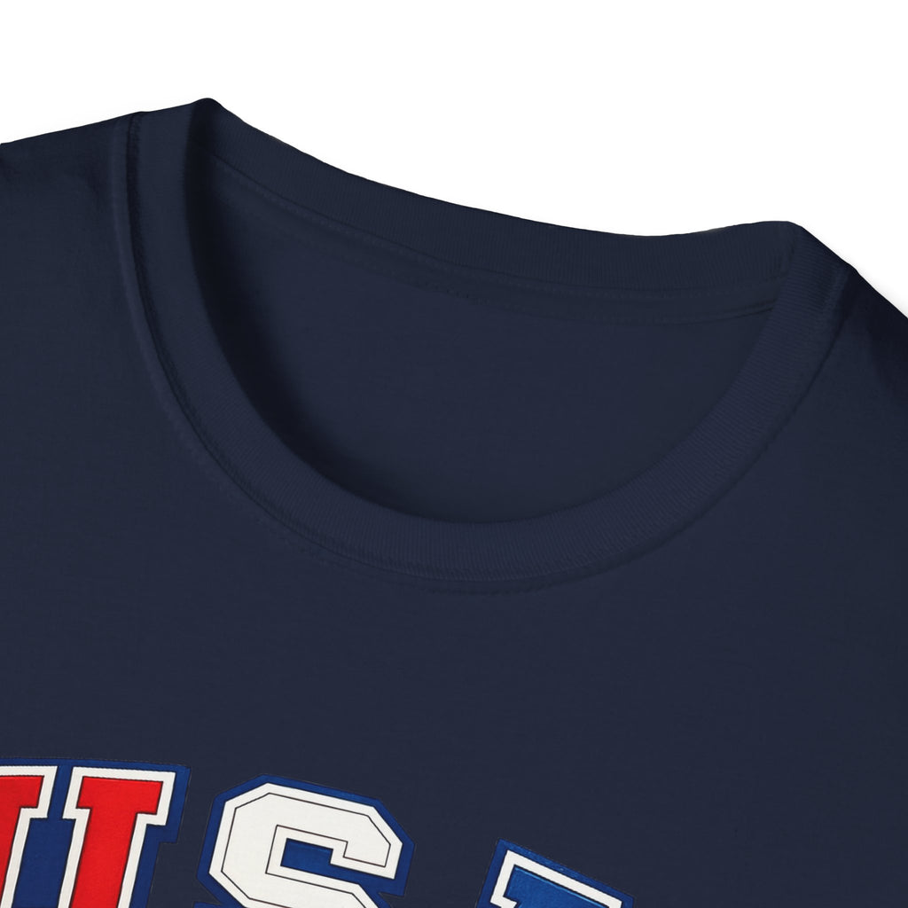 USA Gold Hockey 2K8 T-Shirt — American Flag Hockey Helmet Graphic Tee