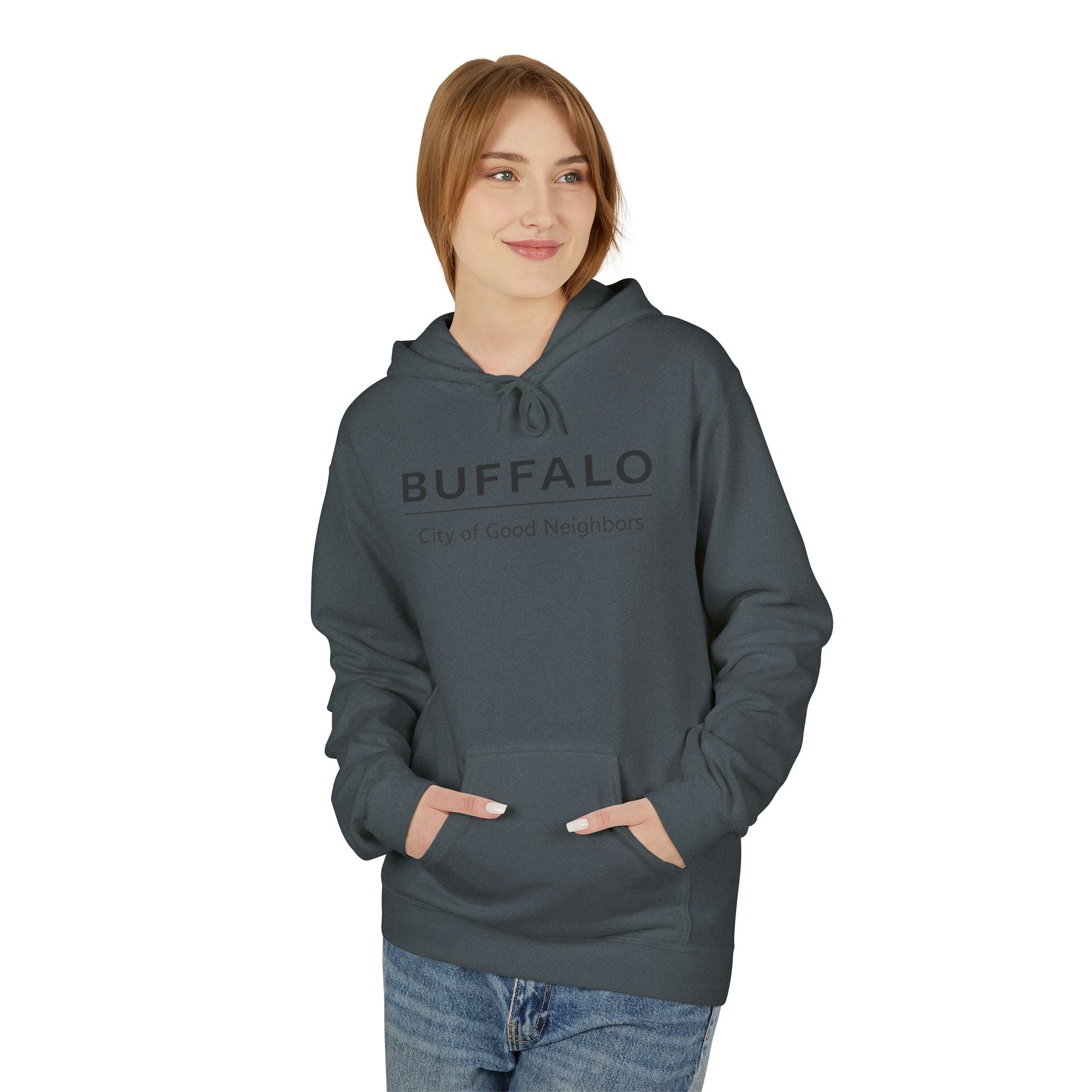 BUFFALO City of Good Neighbors Hoodie | Buffalo NY Minimal Text Pullover