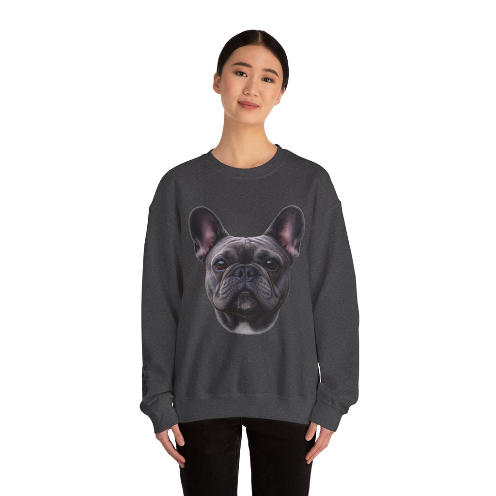 Black French Bulldog Face Sweatshirt | Frenchie Portrait Crewneck