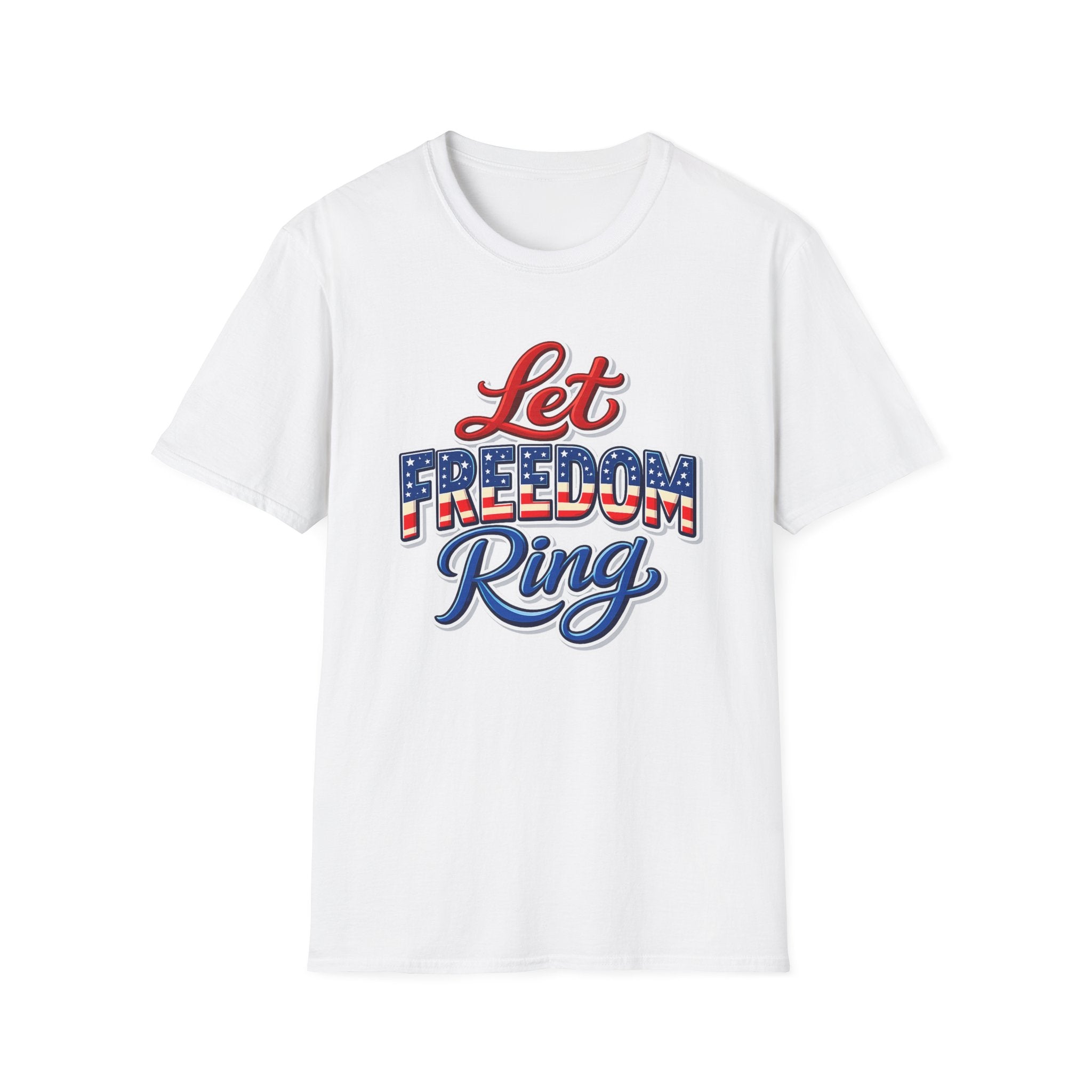 Let Freedom Ring T-Shirt | Patriotic USA Flag Typography