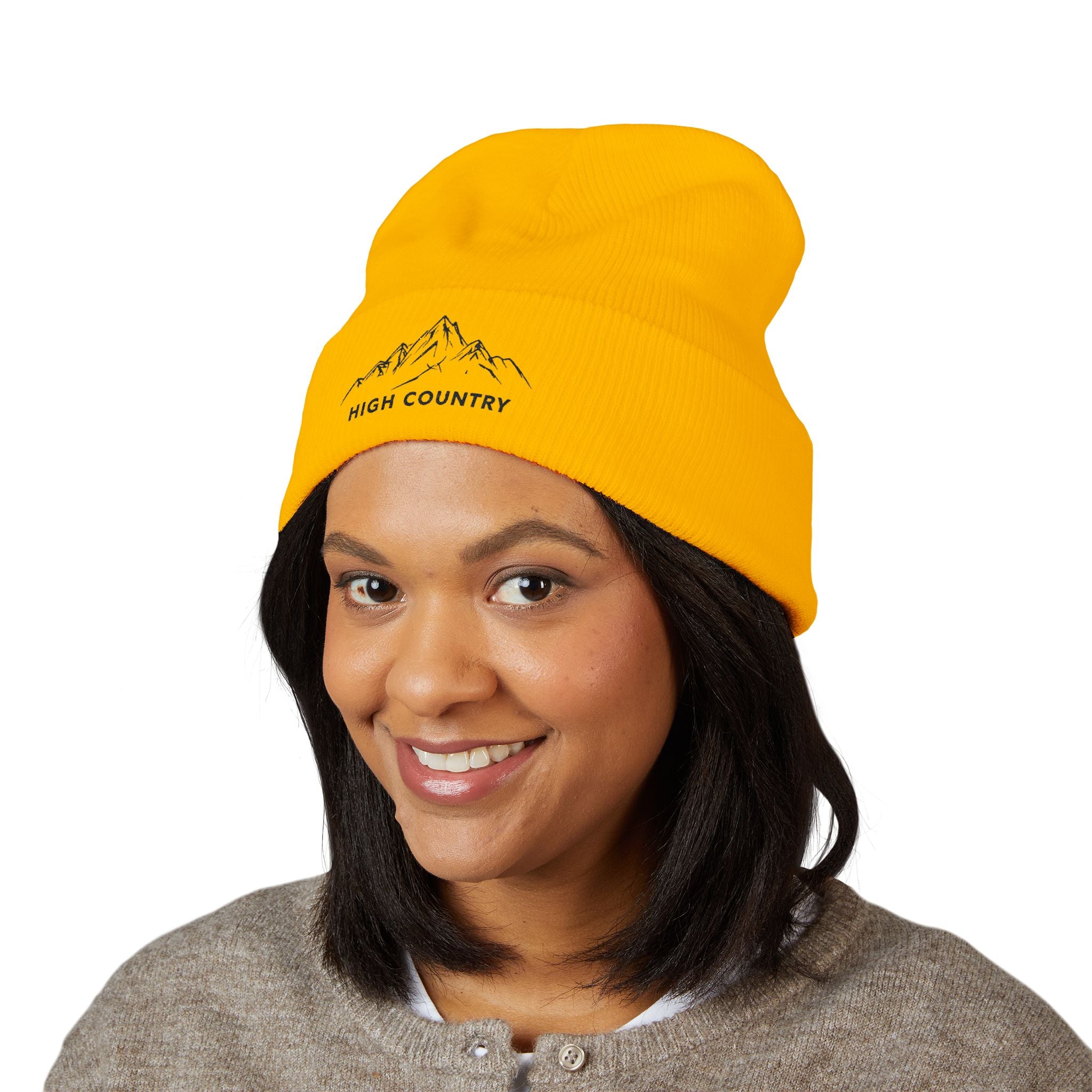 Embroidered Mountain Logo Beanie, Winter Ski Accessories, Outdoor Adventure Hat, Nature Lover Gift, Ski Trip Apparel