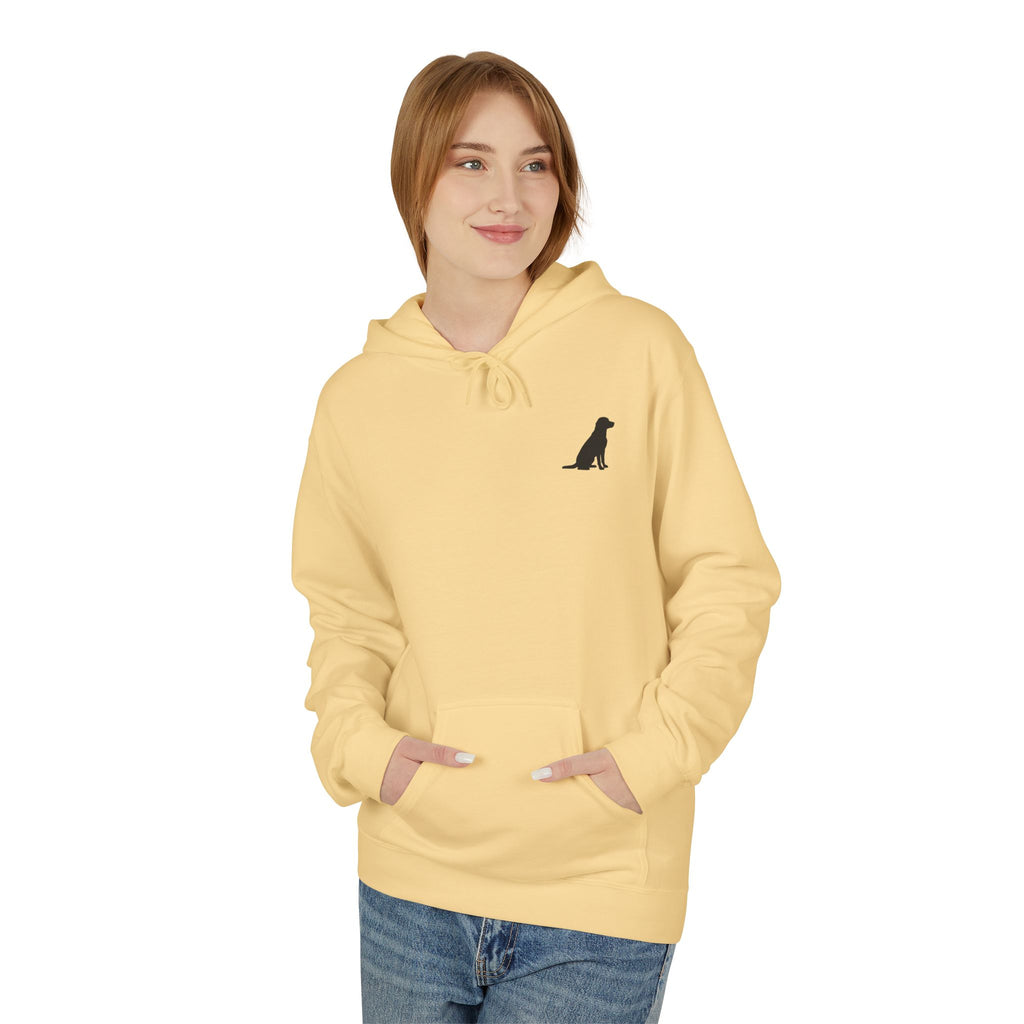 Sitting Labrador Dog Hoodie | Minimal Small Dog Silhouette, White Pullover