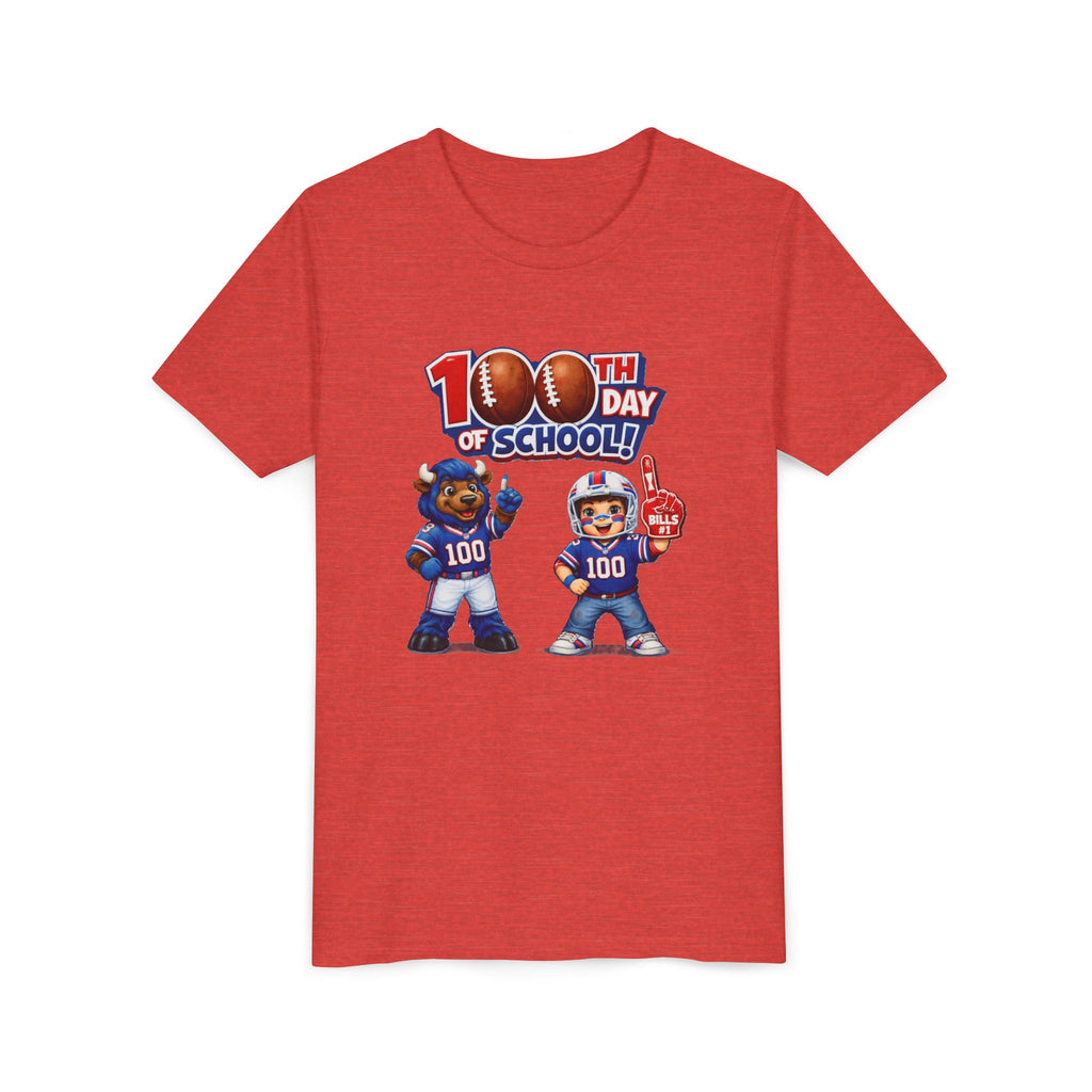 Buffalo 100th Day of School Kids Tee | Football Mascot 100 Design
