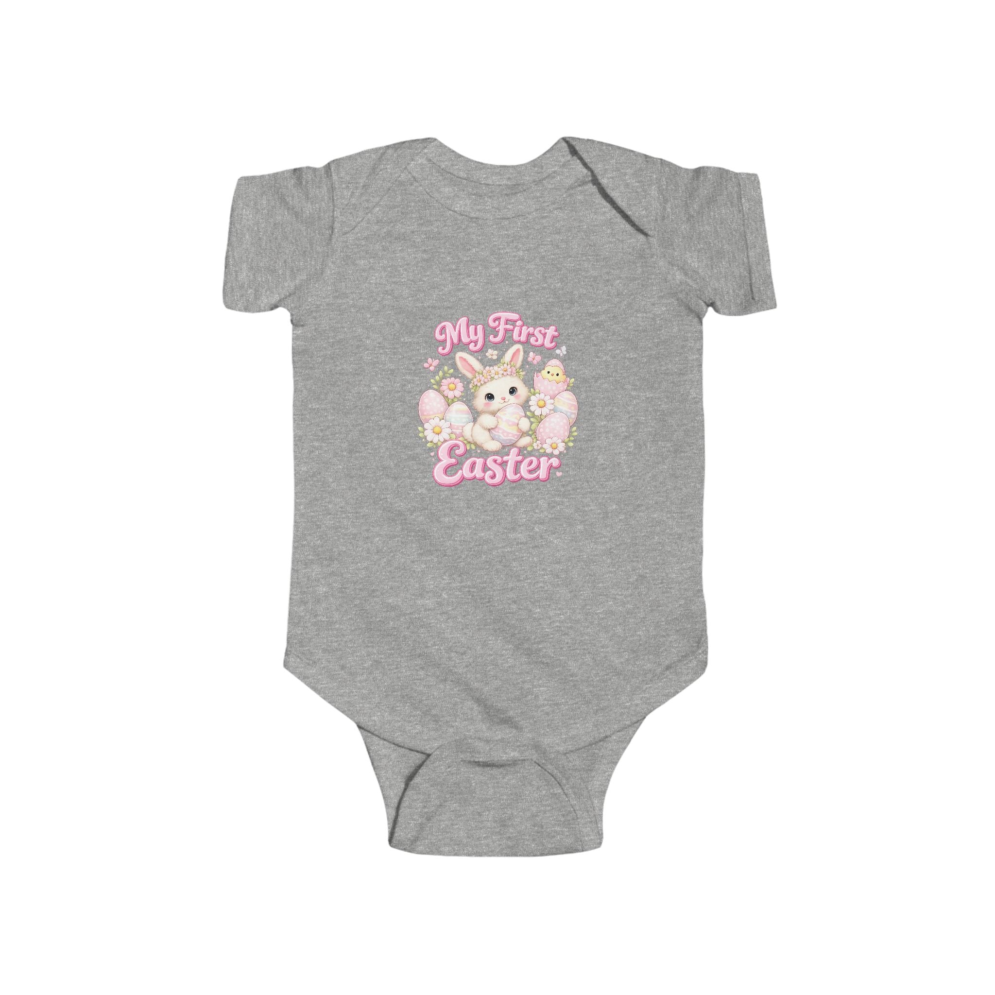 Baby Bodysuit — "My First Easter" Cute Bunny Floral Infant Onesie